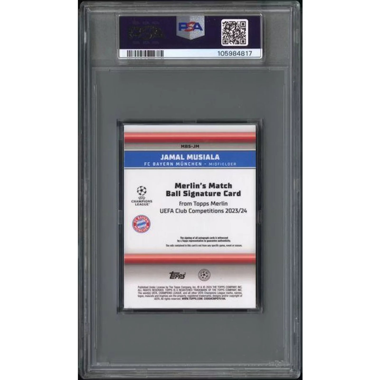 Jamal Musiala Signed 2023-24 Topps Merlin Card | Black Refractor PSA 9