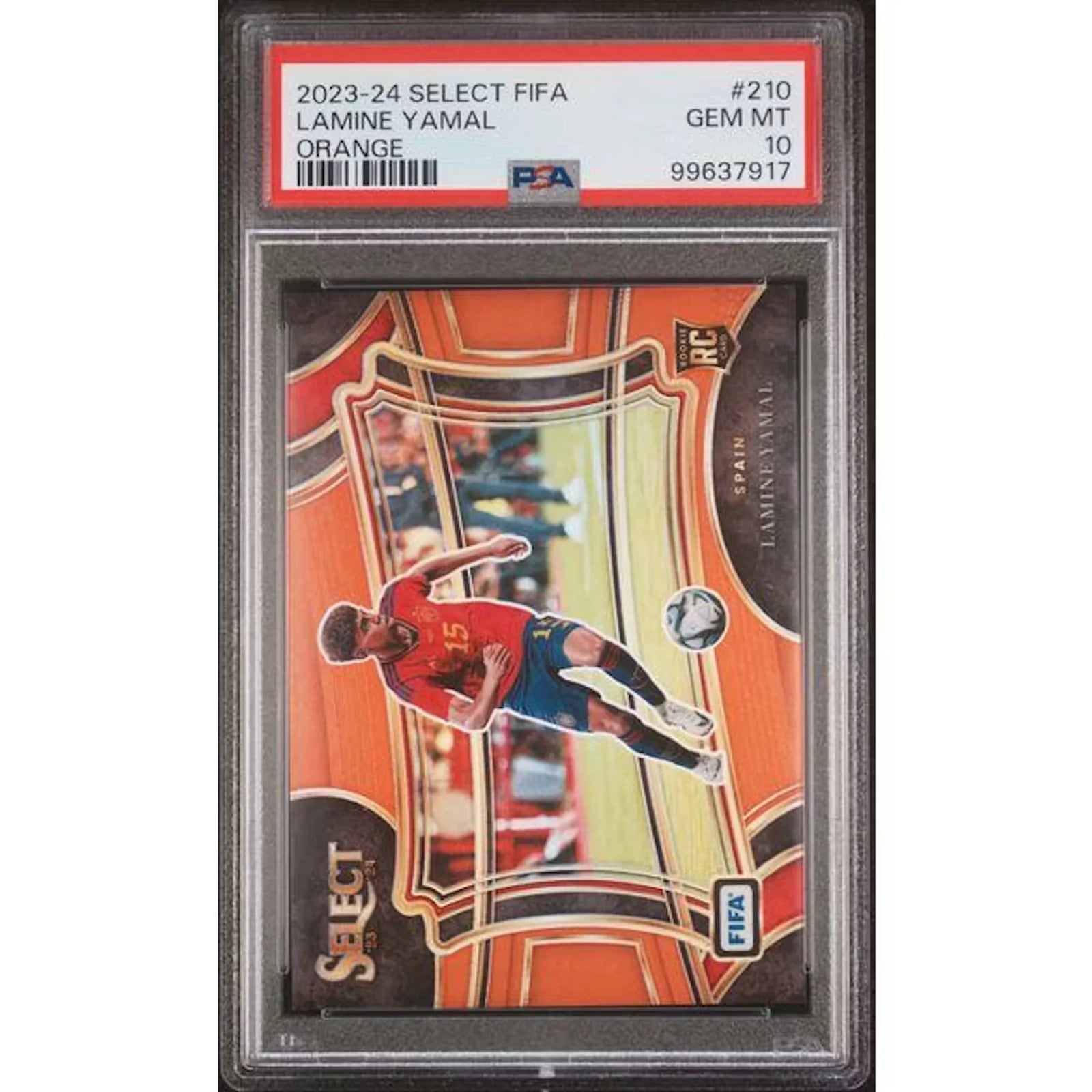 Lamine Yamal 2023-24 Panini Select FIFA Rookie Card | PSA 10 Orange Field Level/49