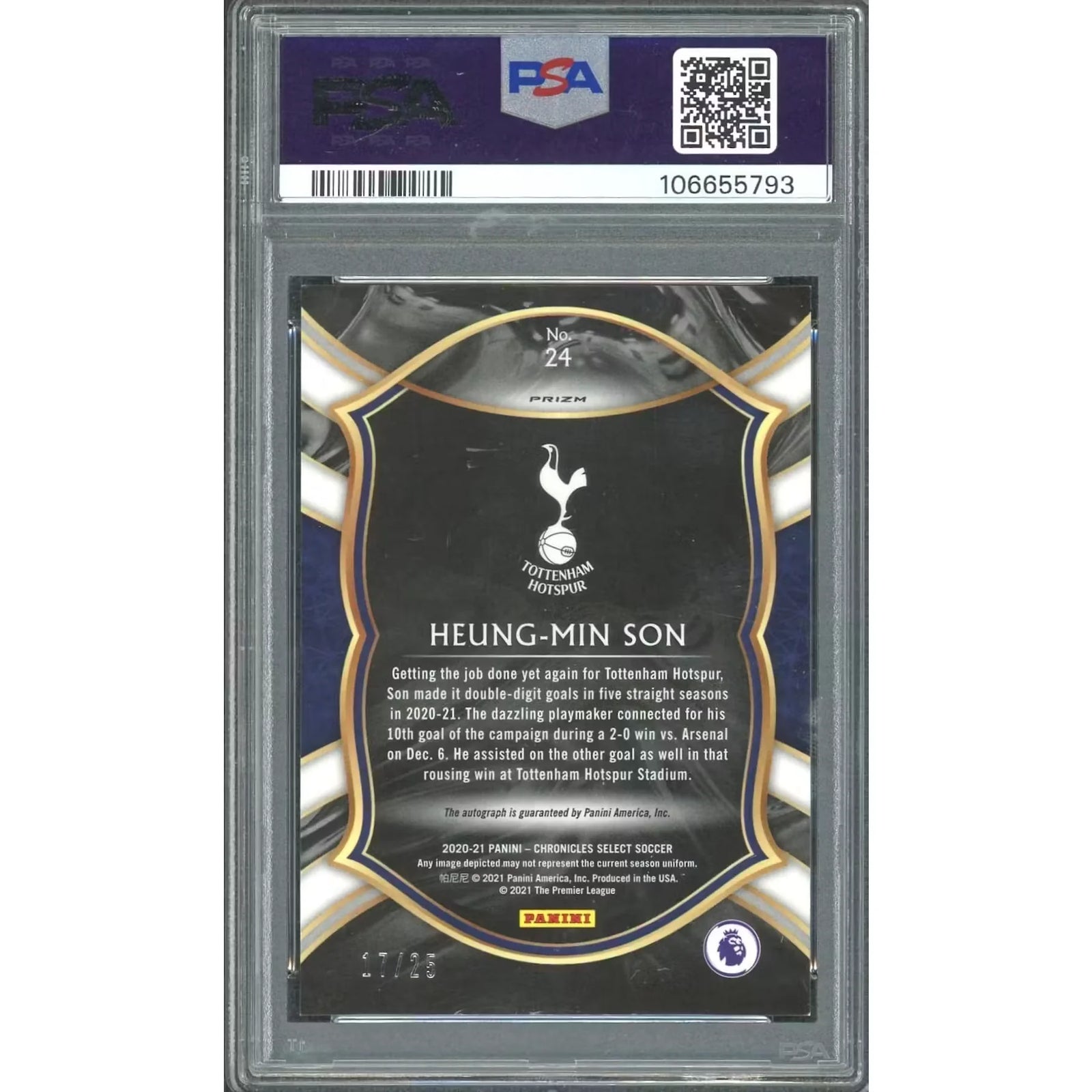 Heung-Min Son Signed 2020 Chronicles Select Card | PSA 8 Silver/25