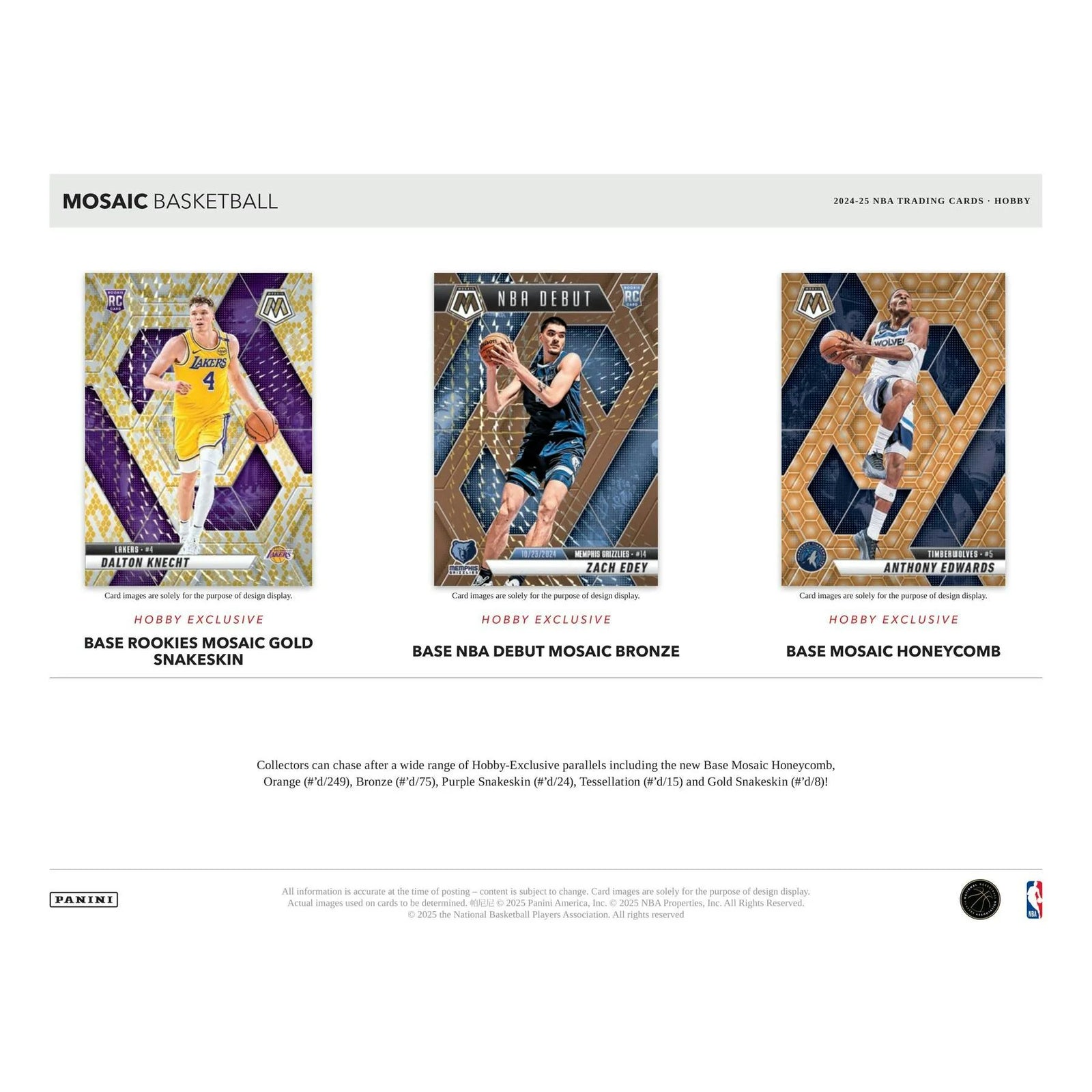 DRAFT - 2024/25 Panini Mosaic Basketball Hobby Box $574.95 $549.95 Add to Cart
