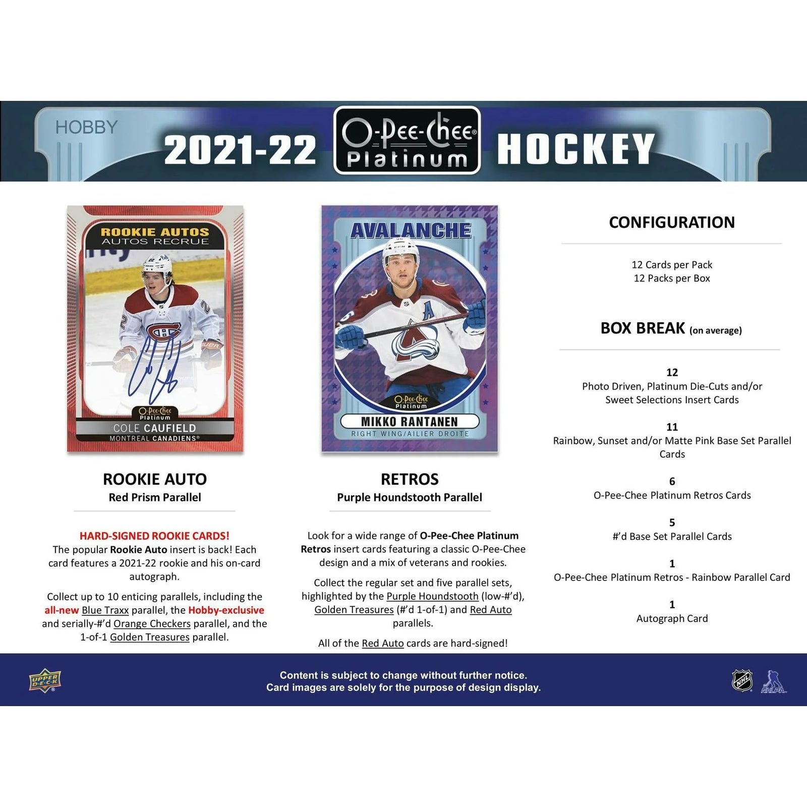 DRAFT - 2021/22 Upper Deck O-Pee-Chee Platinum Hockey Hobby Box