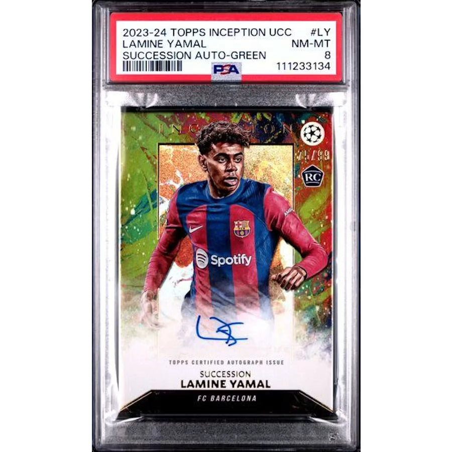 Lamine Yamal Signed 2023-24 Topps Inception Card | PSA 8