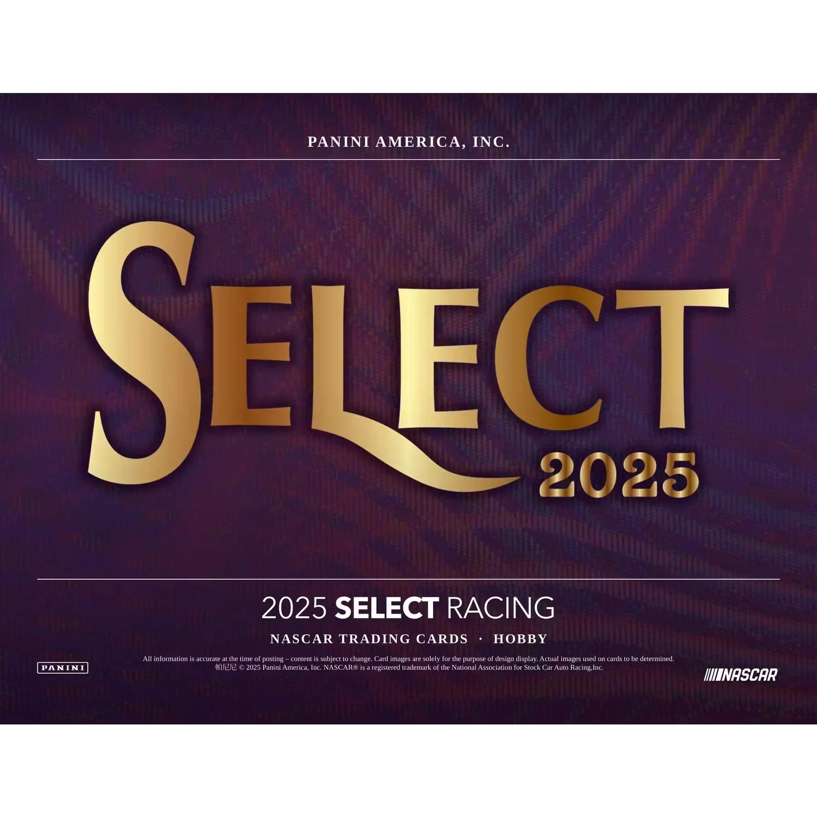 2025 Panini Select NASCAR Racing Hobby 12 Box Case