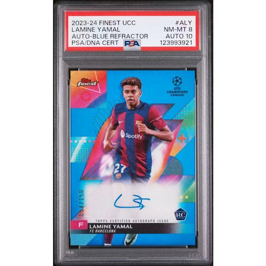 Lamine Yamal 2023-24 Topps Finest Blue Rookie Auto | PSA 8