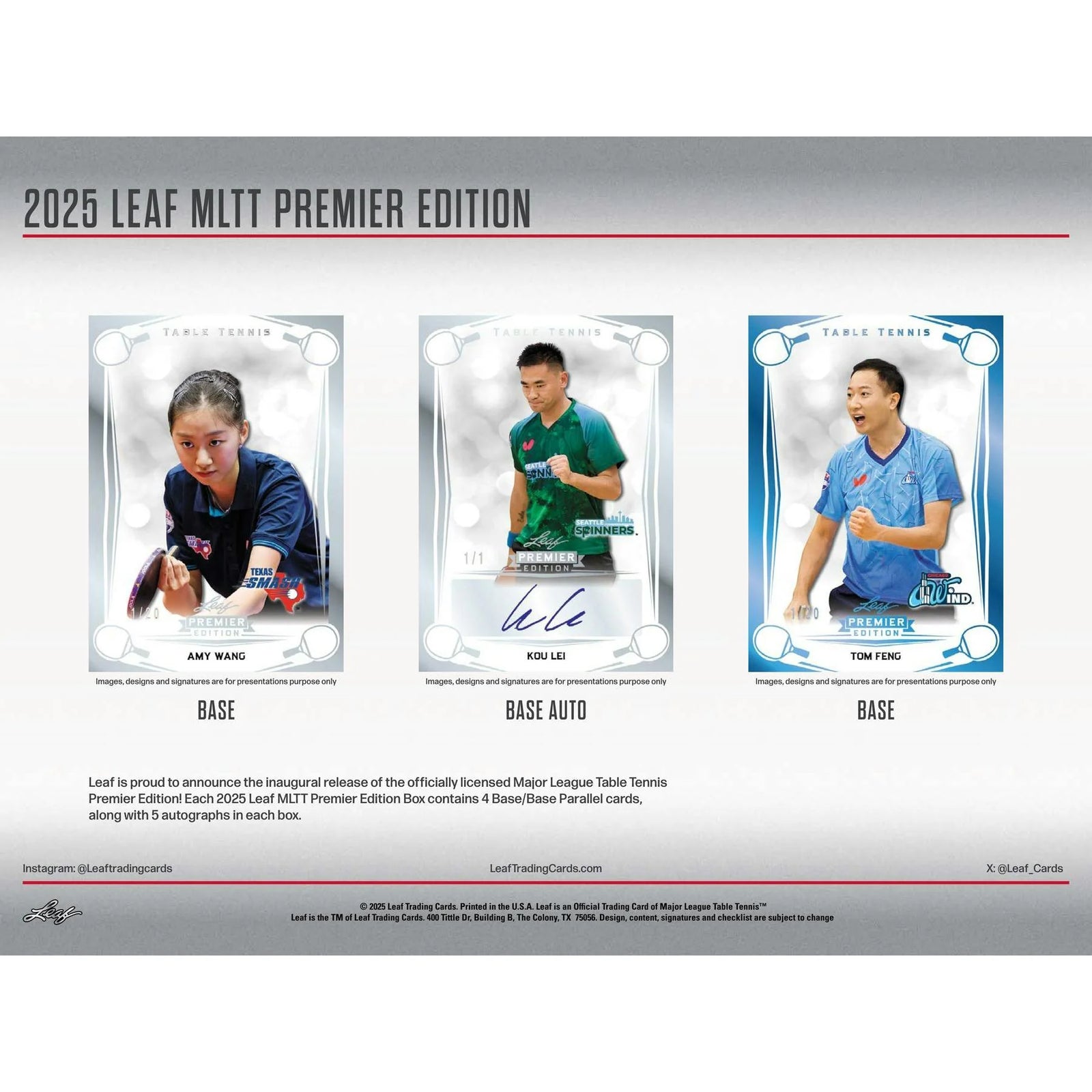 DRAFT - 2025 Leaf MLTT Major League Table Tennis Premier Edition Hobby Box | SKU BV7E0VB0VE