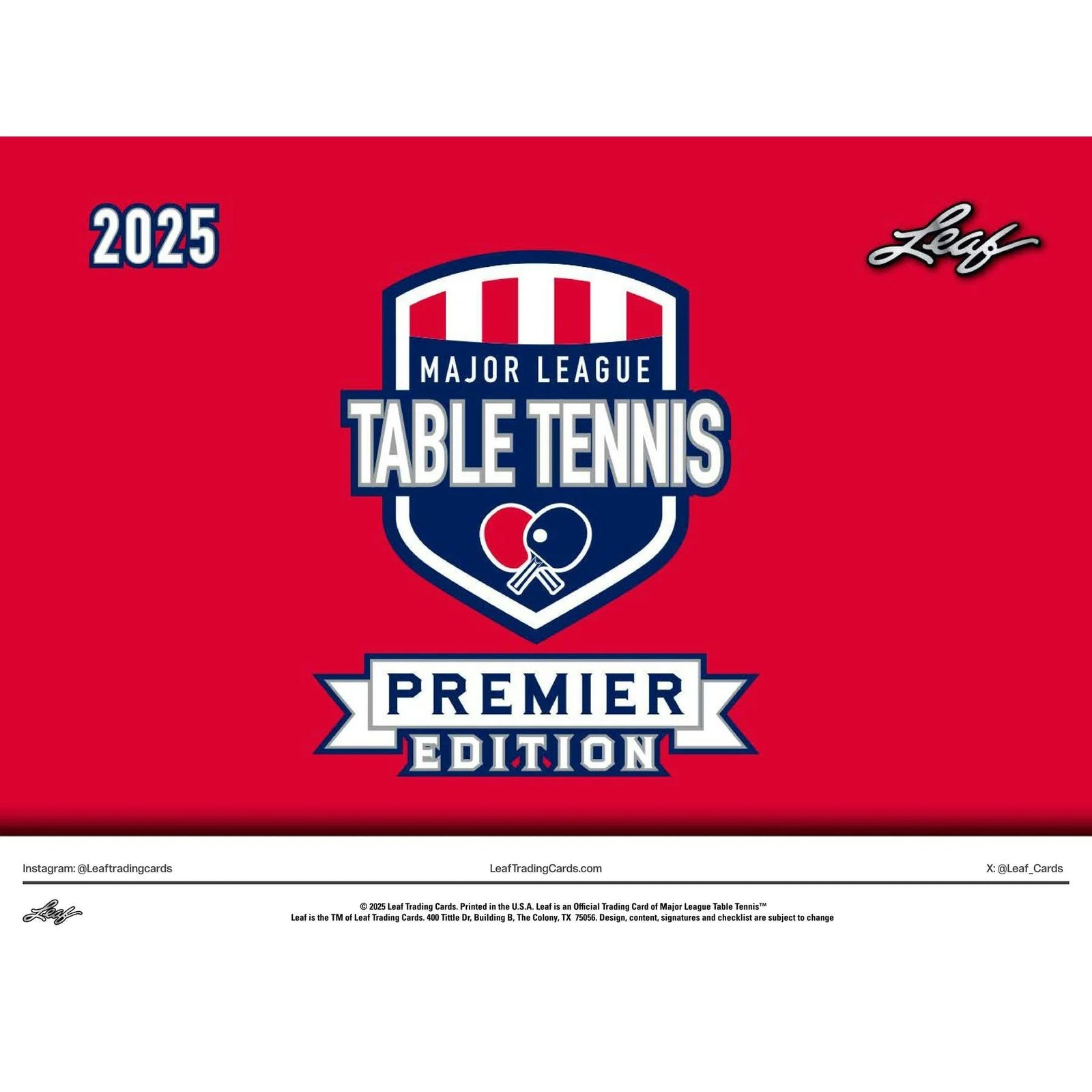 DRAFT - 2025 Leaf MLTT Major League Table Tennis Premier Edition Hobby 12-Box Case