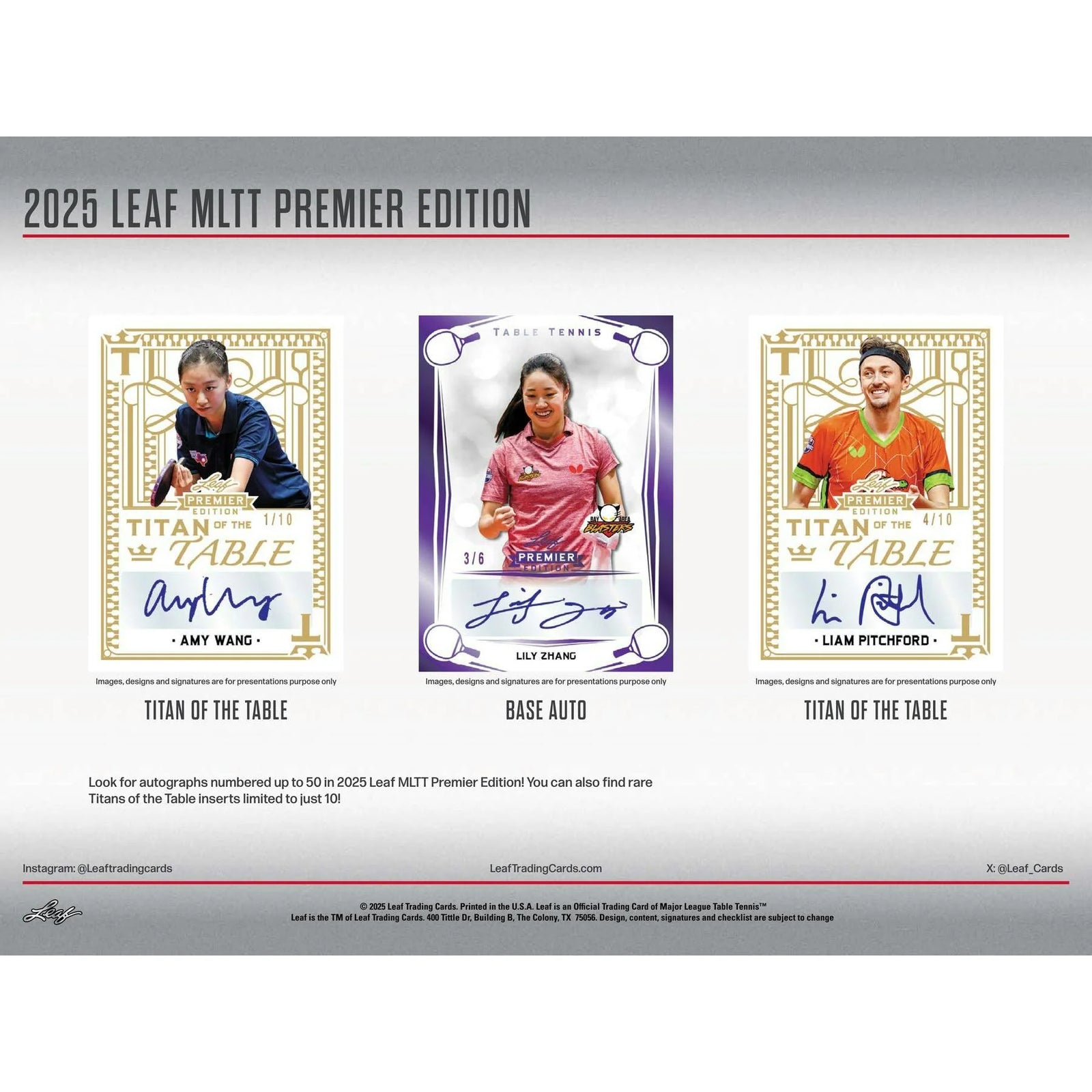 DRAFT - 2025 Leaf MLTT Major League Table Tennis Premier Edition Hobby 12-Box Case