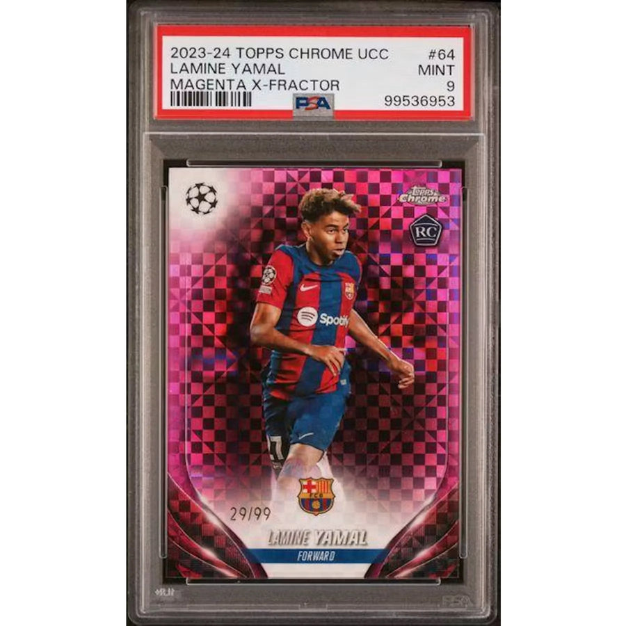 Lamine Yamal 2023-24 Topps Chrome UCC Magenta Xfractor/99 | PSA 9