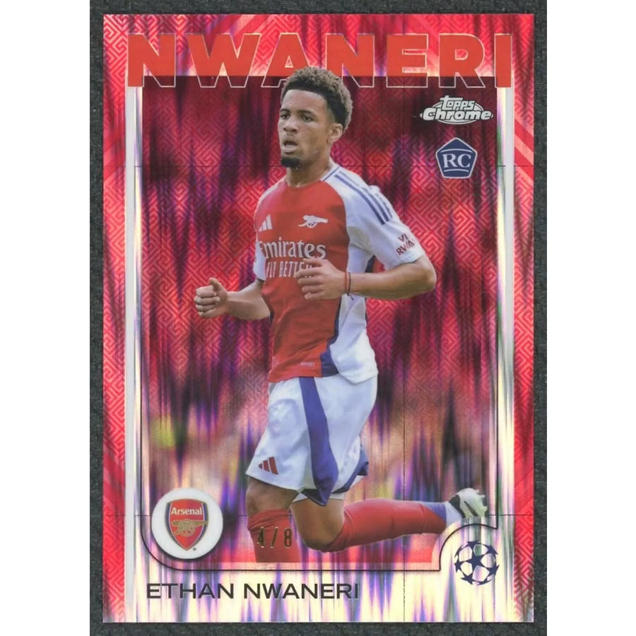 Ethan Nwaneri 2024-25 Topps Chrome UEFA #158 RC | Hongbao Refractor 4/8