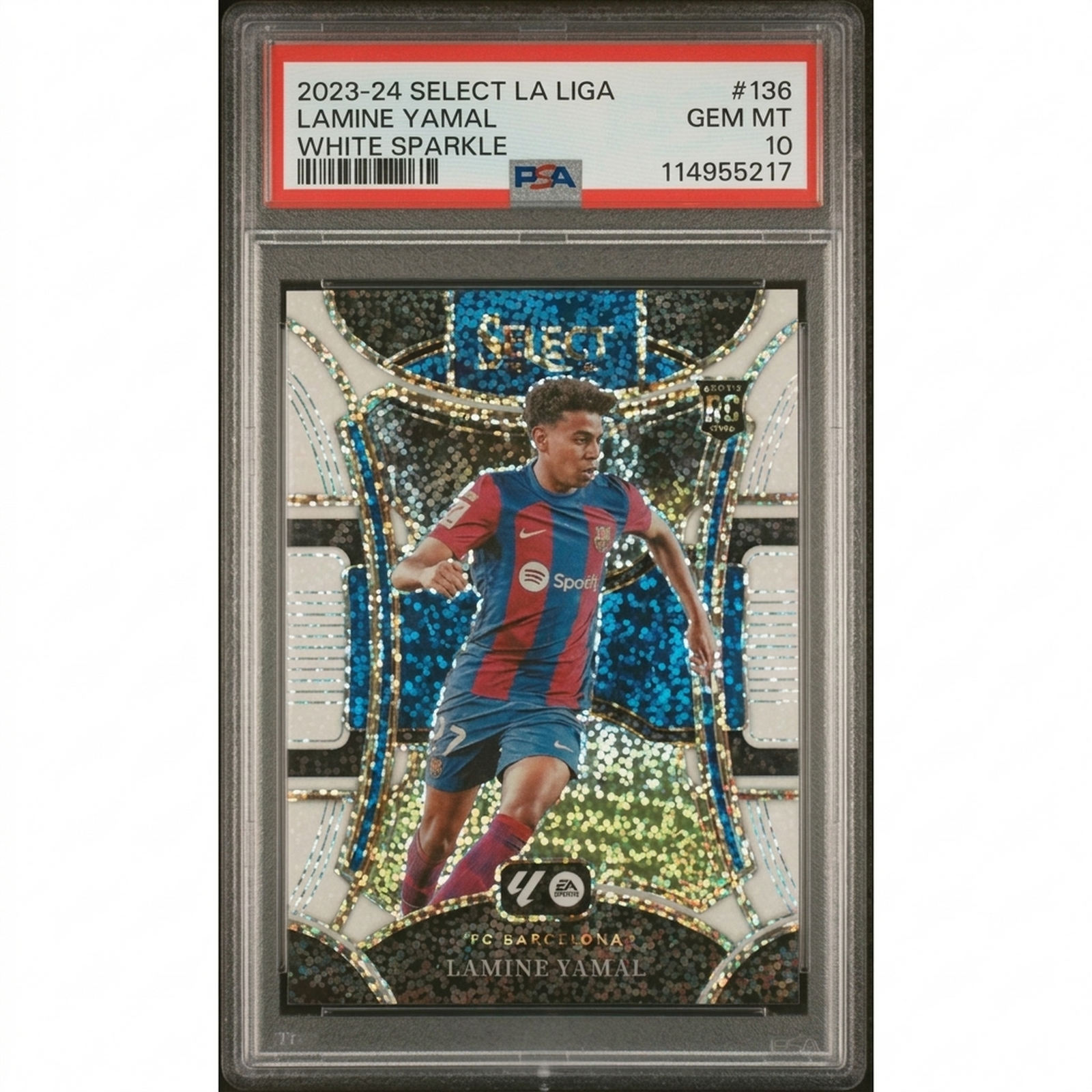 Lamine Yamal 2023-24 Panini Select White Sparkle Rookie #136 | PSA 10