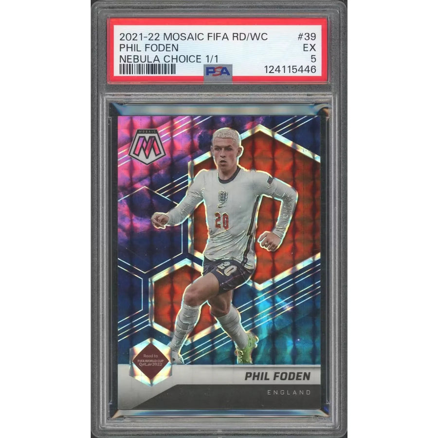 Phil Foden 2021-22 Panini Mosaic FIFA World Cup Nebula 1/1 | PSA 5