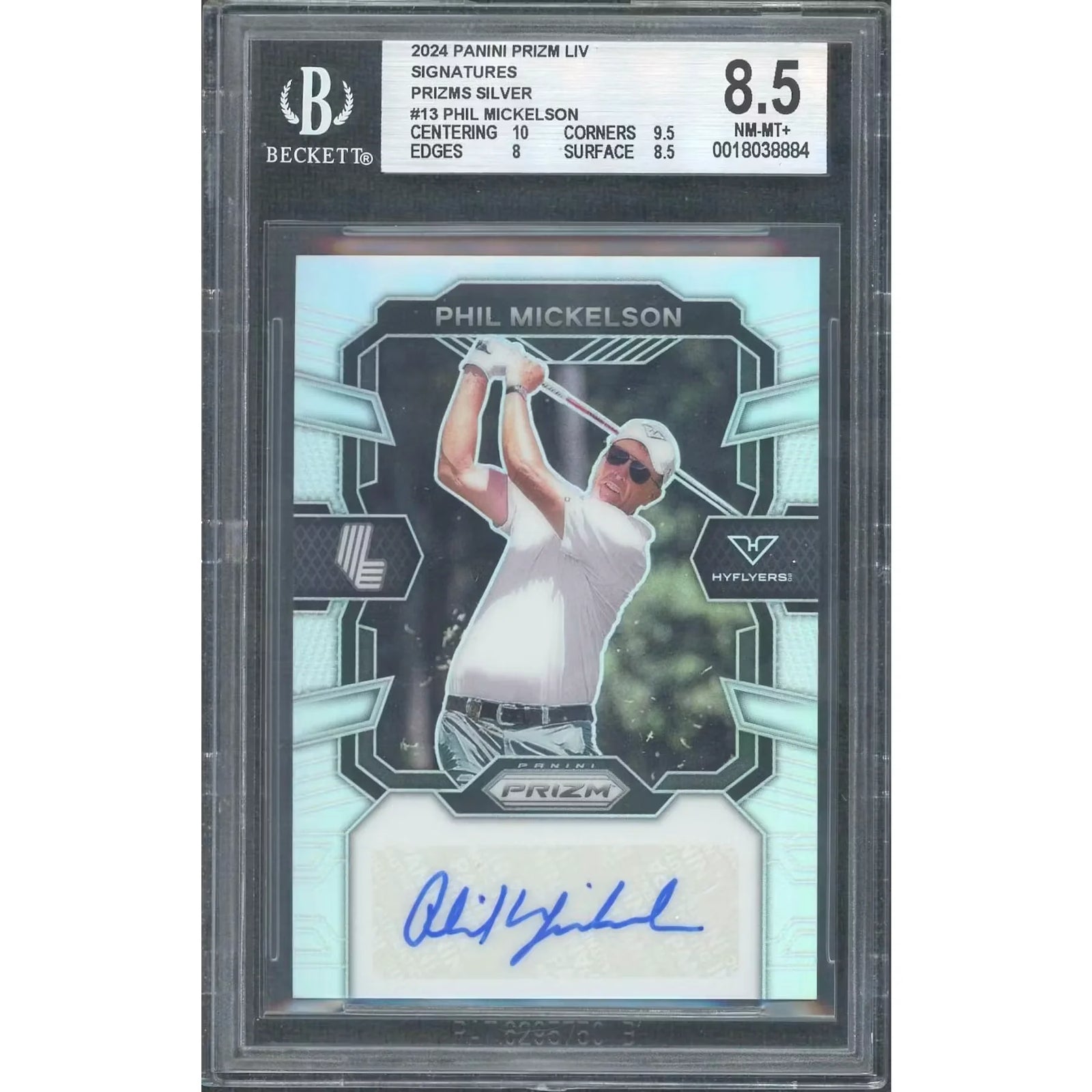 Phil Mickelson Signed 2024 Panini Prizm LIV Card | BGS 8.5