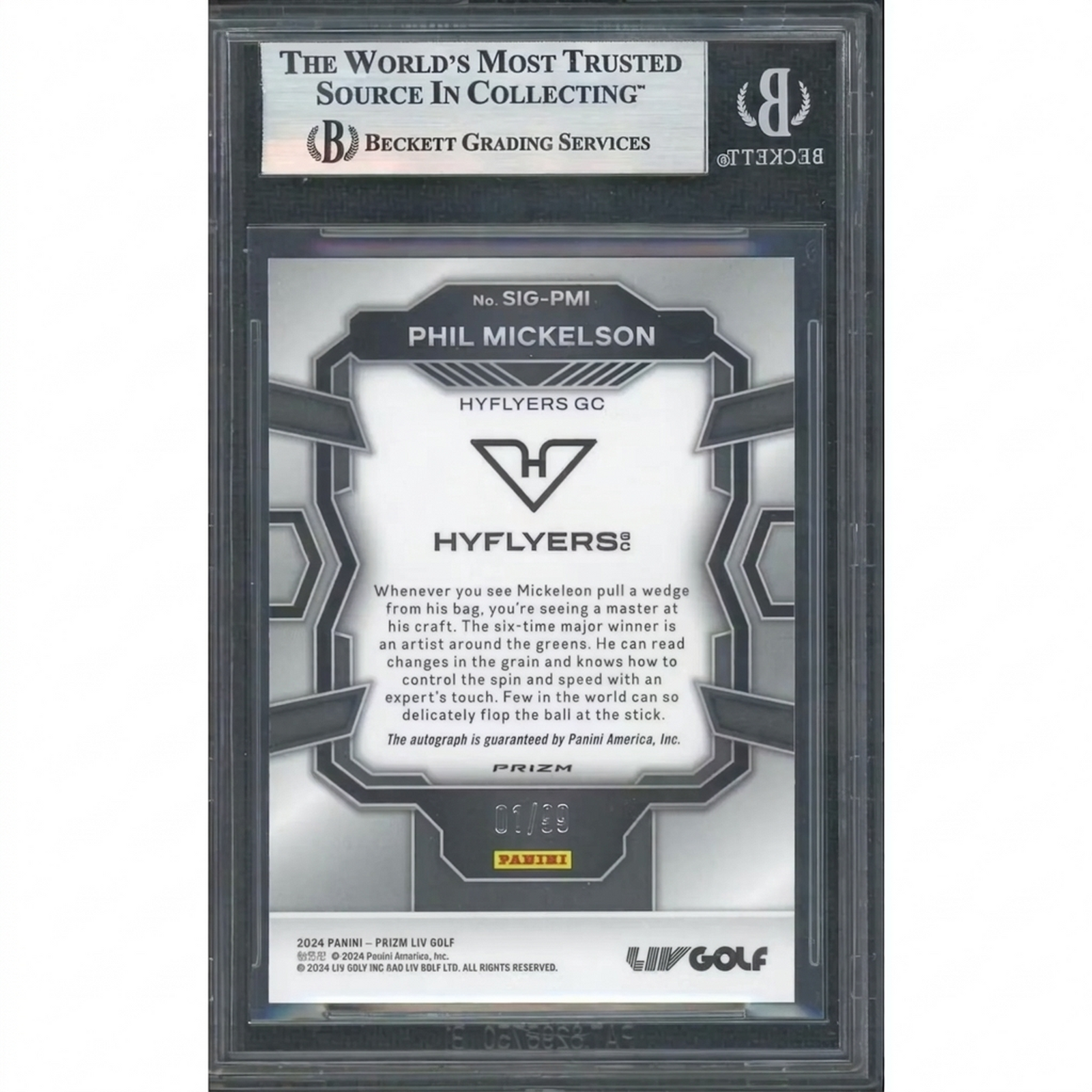 Phil Mickelson Signed 2024 Panini Prizm LIV Card | BGS 8.5