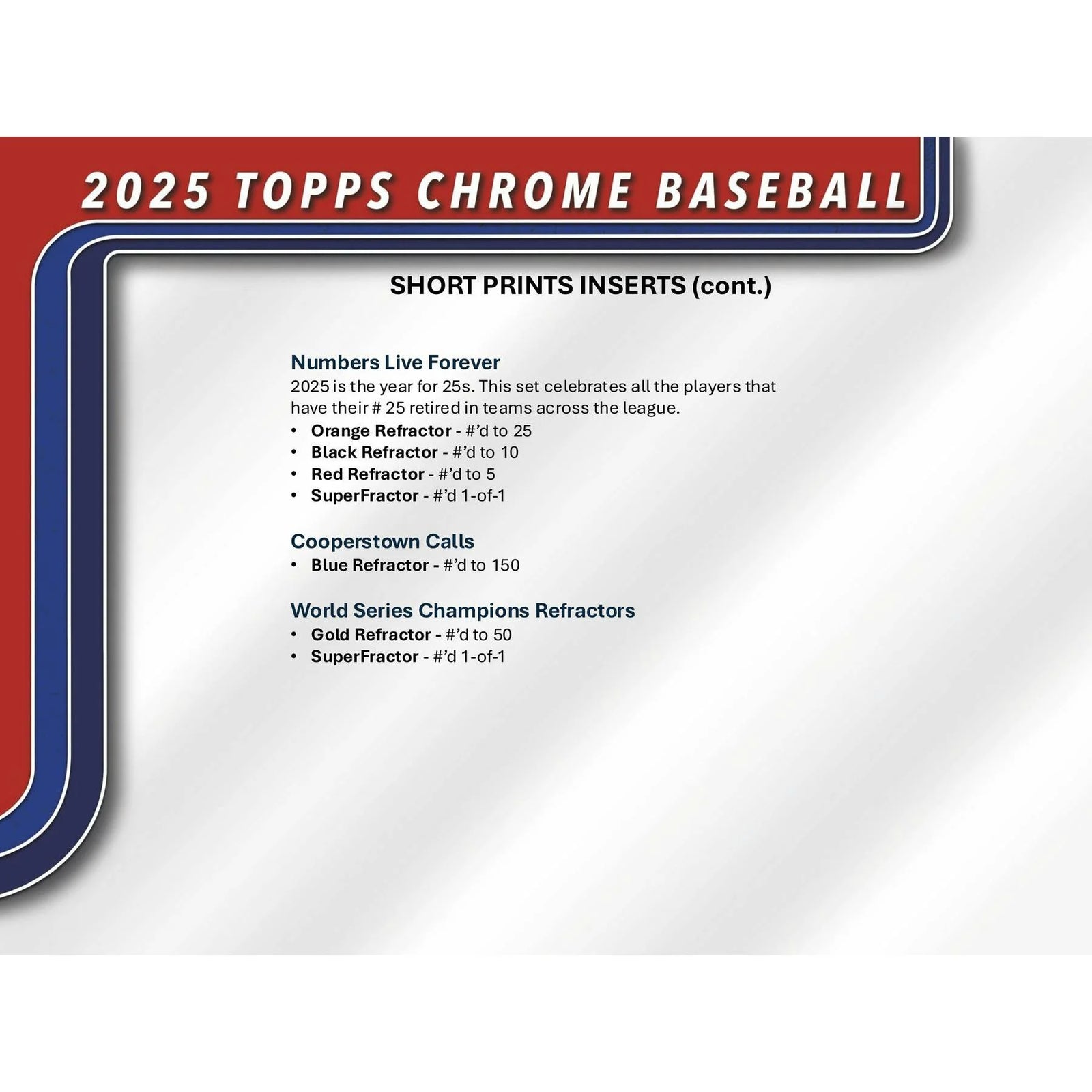 DRAFT - 2025 Topps Chrome Baseball Hobby Box $259.95 Add to Cart