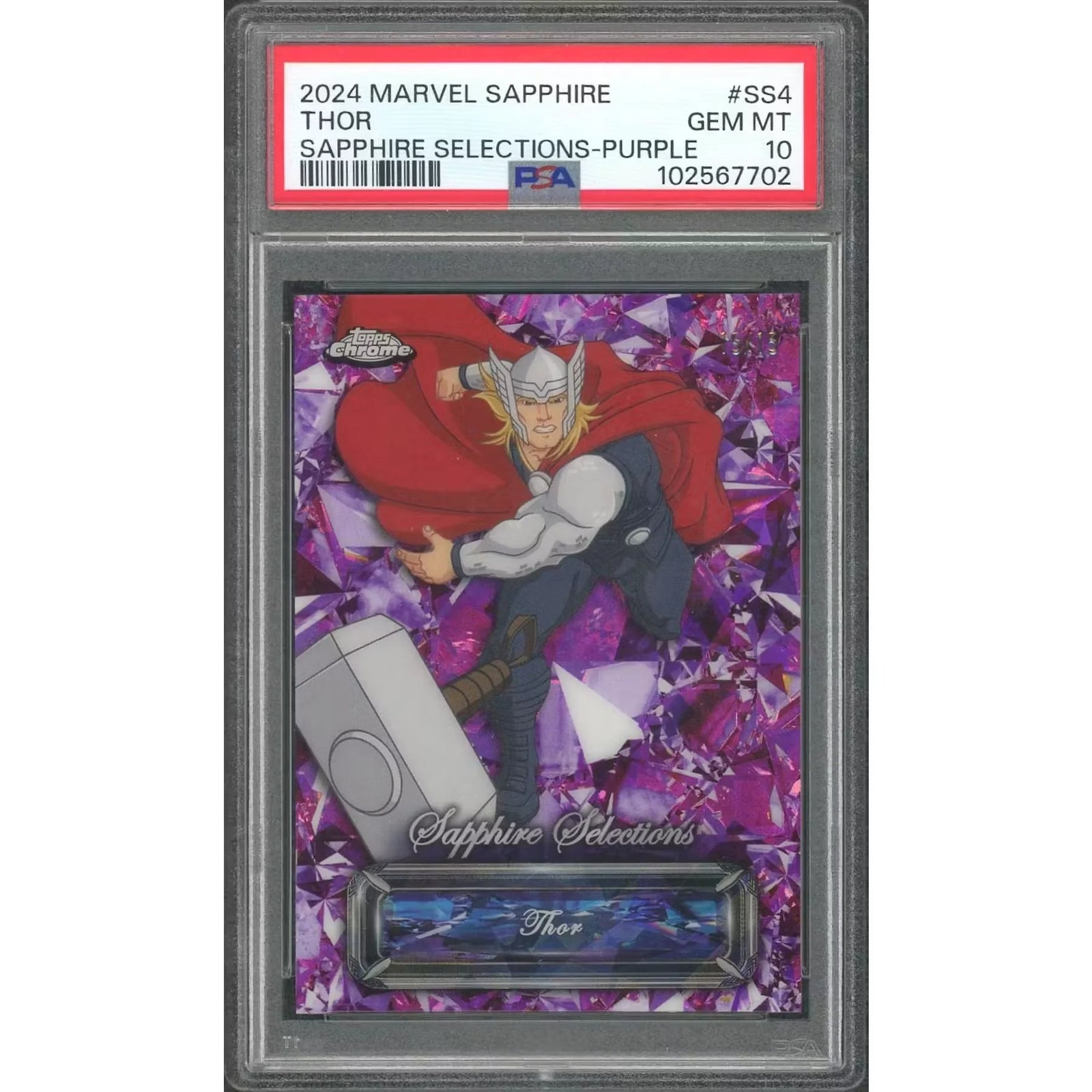 2024 Topps Chrome Marvel Sapphire Thor Selections | Purple/15 PSA 10
