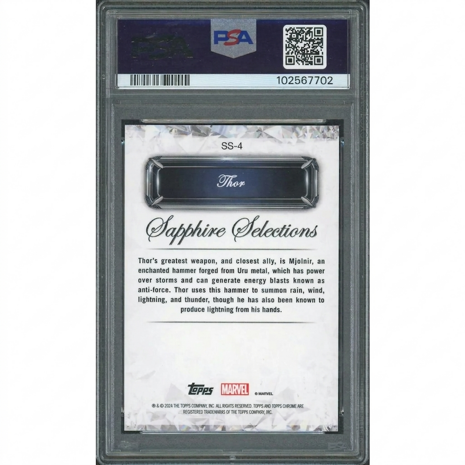 2024 Topps Chrome Marvel Sapphire Thor Selections | Purple/15 PSA 10
