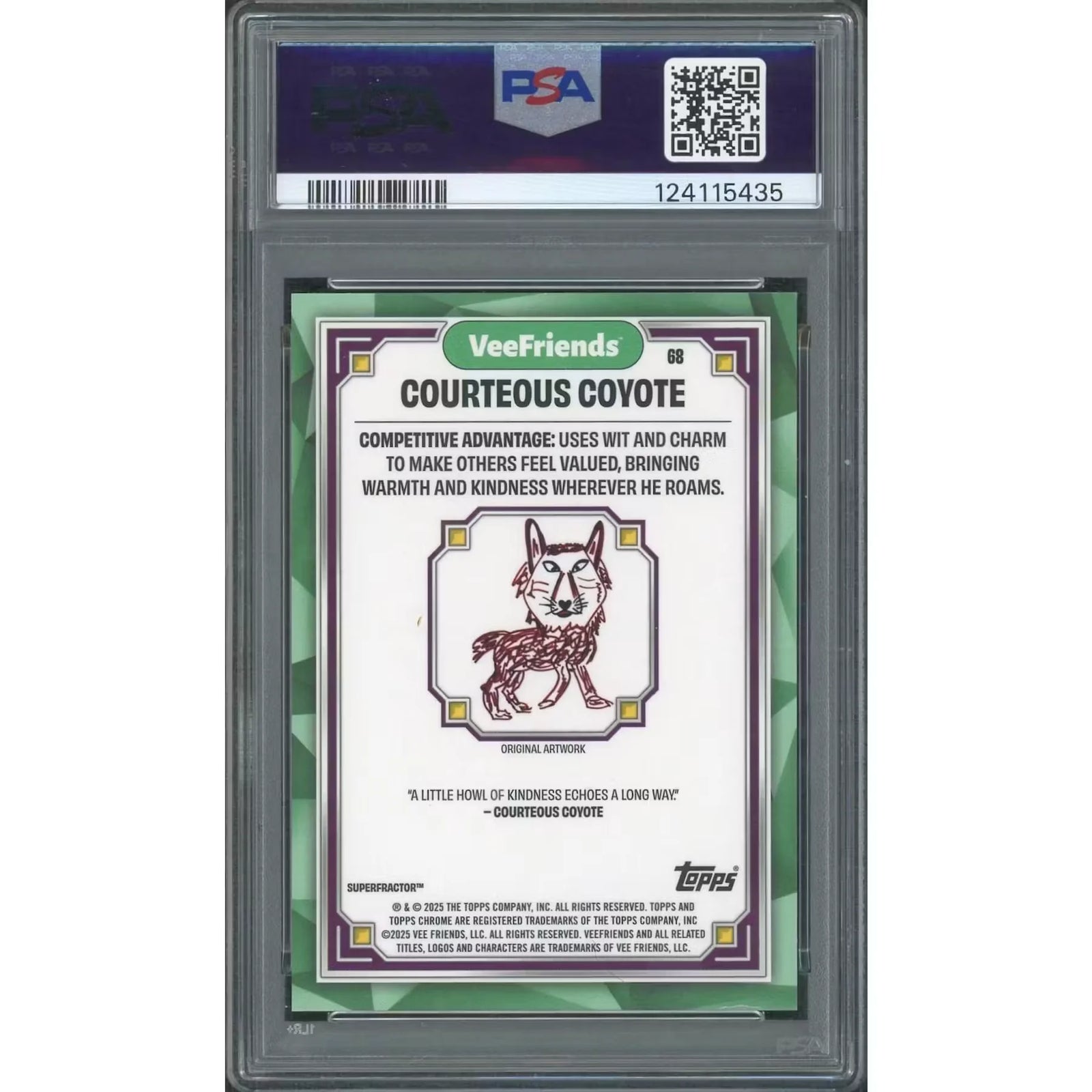 2025 Topps VeeFriends Chrome Courteous Coyote Superfractor 1/1 | PSA 7