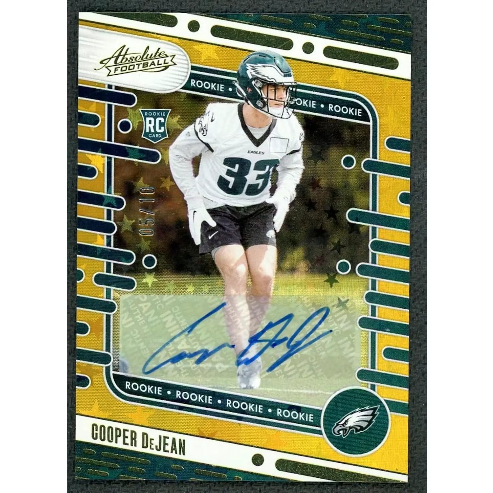 Cooper DeJean Signed 2024 Panini Absolute Gold Stars Card | Auto/10