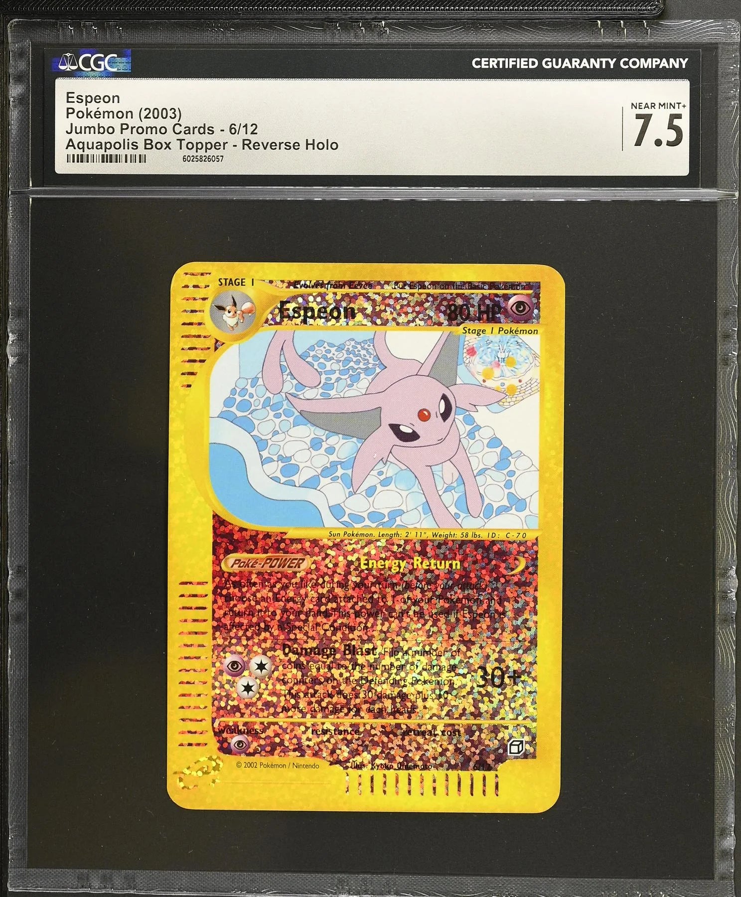DRAFT - Pokemon Aquapolis Reverse Holo Espeon 6/12 Box Topper | CGC 7.5