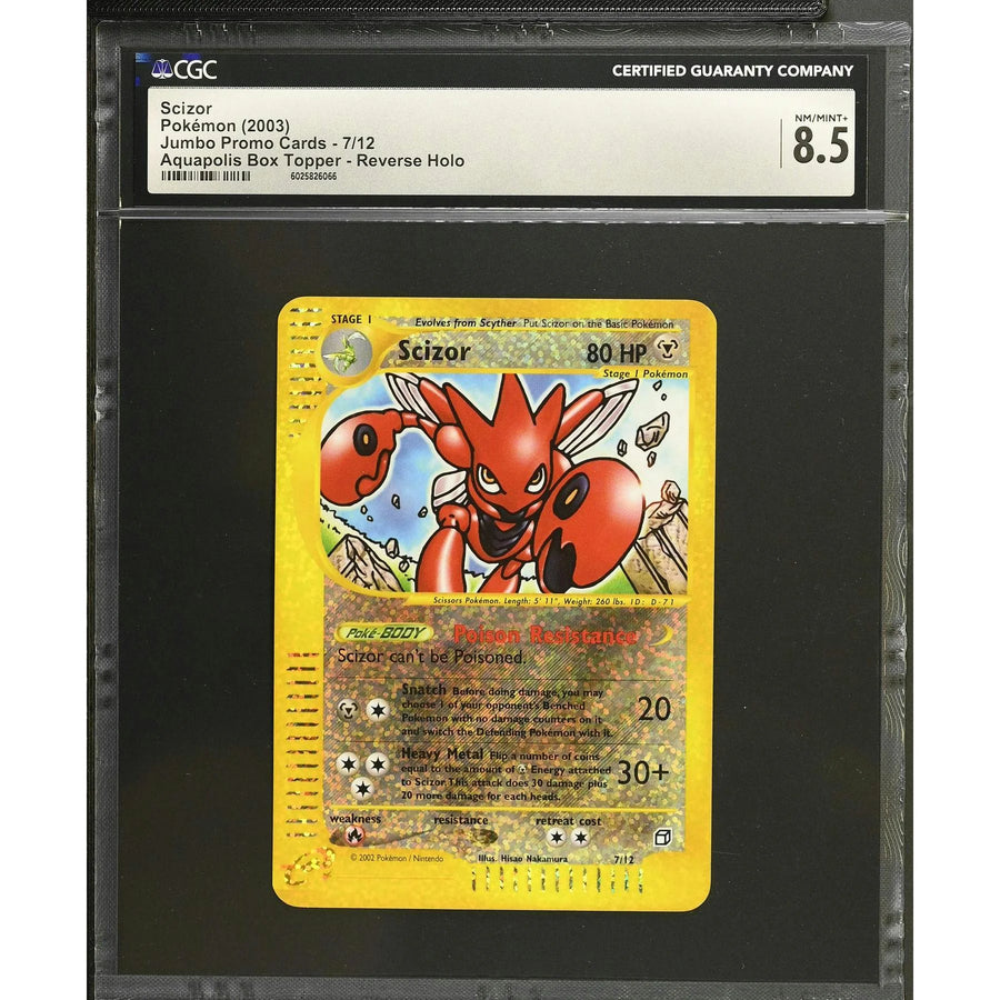 DRAFT - Pokemon Aquapolis Reverse Holo Scizor 7/12 Box Topper | CGC 8.5