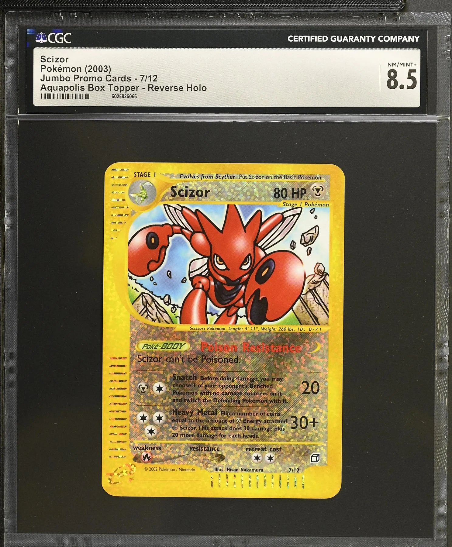 DRAFT - Pokemon Aquapolis Reverse Holo Scizor 7/12 Box Topper | CGC 8.5