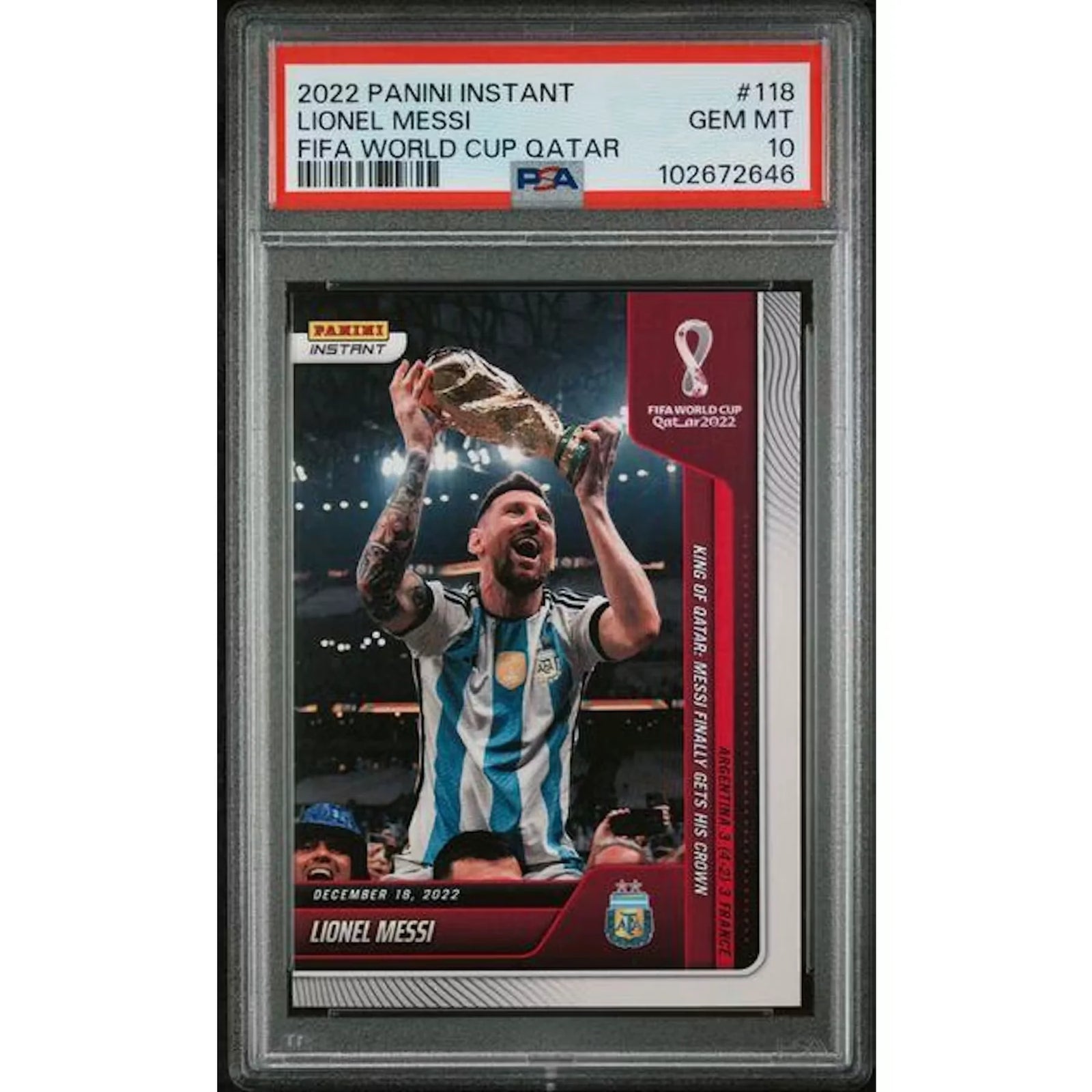 Lionel Messi Signed 2022 Panini Instant FIFA World Cup Qatar #118 | PSA 10
