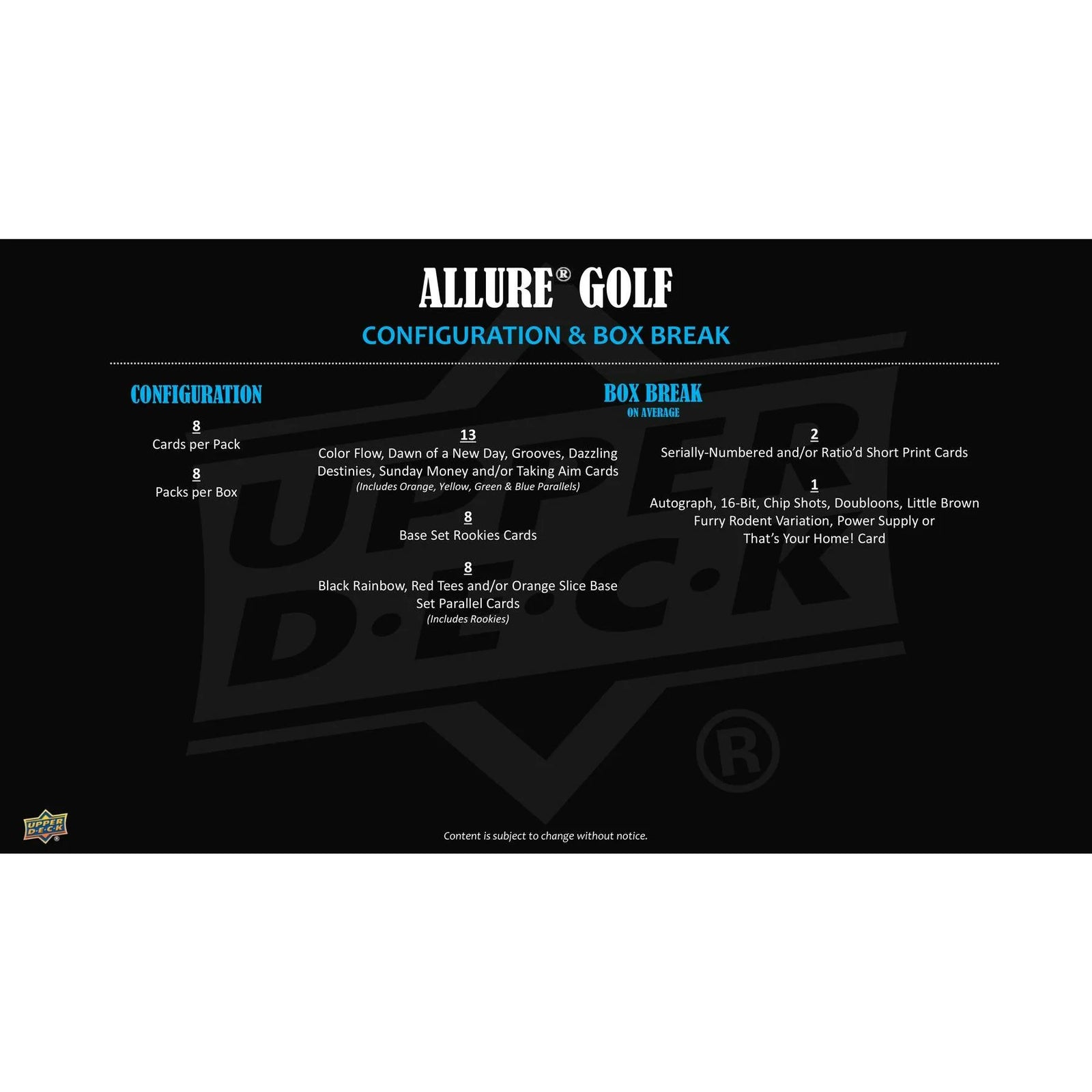 DRAFT - 2026 Upper Deck Allure Golf Hobby Box | dacardworld:BV8L0TOJBX