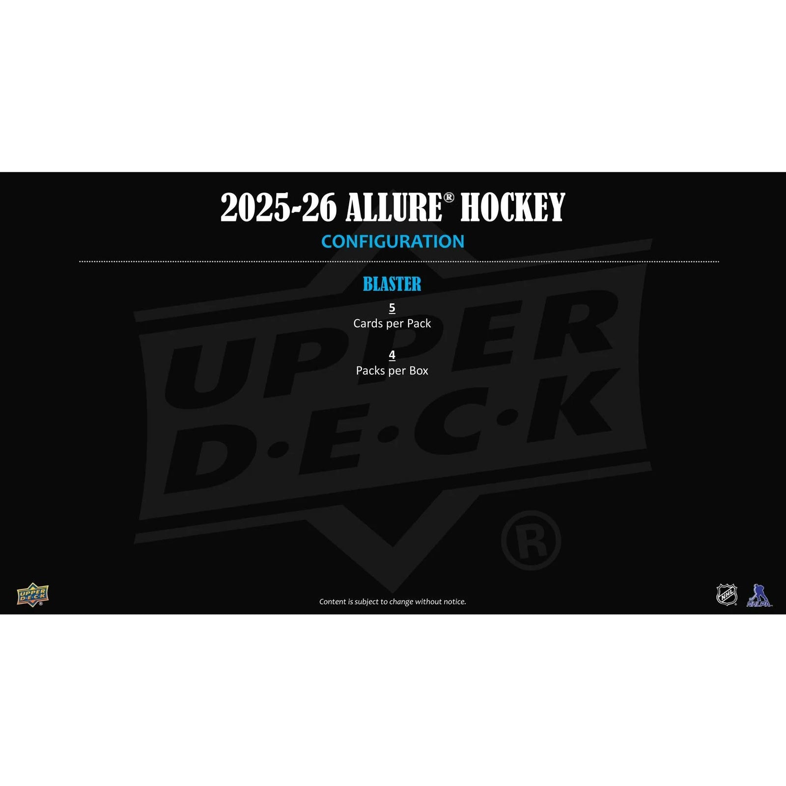 DRAFT - New 2025/26 Upper Deck Allure Hockey Blaster 20-Box Case