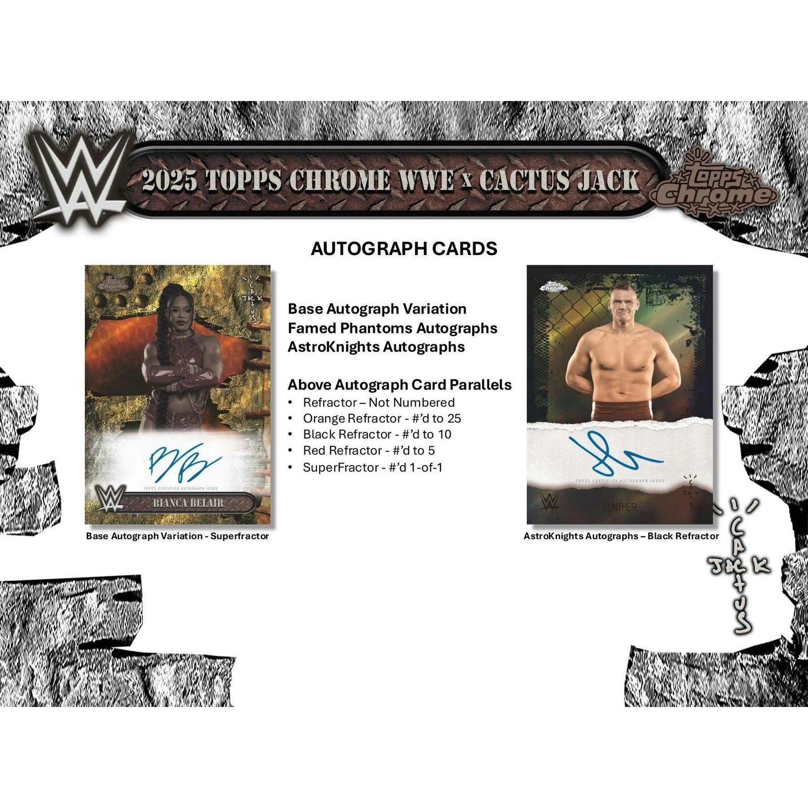 DRAFT - New 2025 Topps Chrome WWE x Cactus Jack Wrestling Hobby 12-Box Case