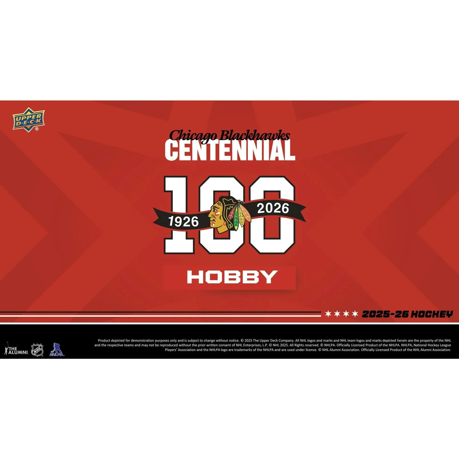 DRAFT - New 2025/26 Upper Deck Chicago Blackhawks Centennial Hockey Hobby 16-Box Case