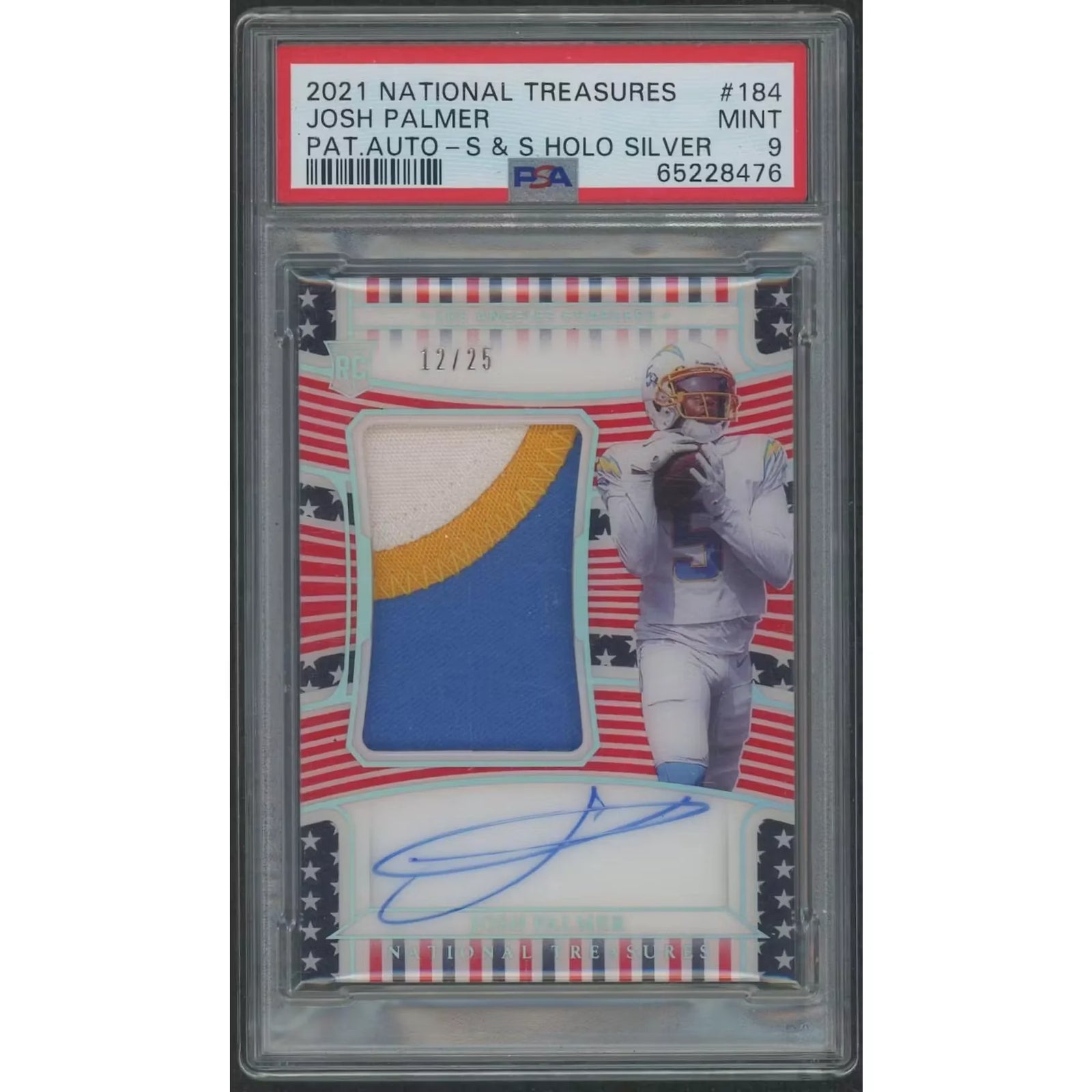 Josh Palmer 2021 National Treasures Stars Stripes Rookie Auto | PSA 9