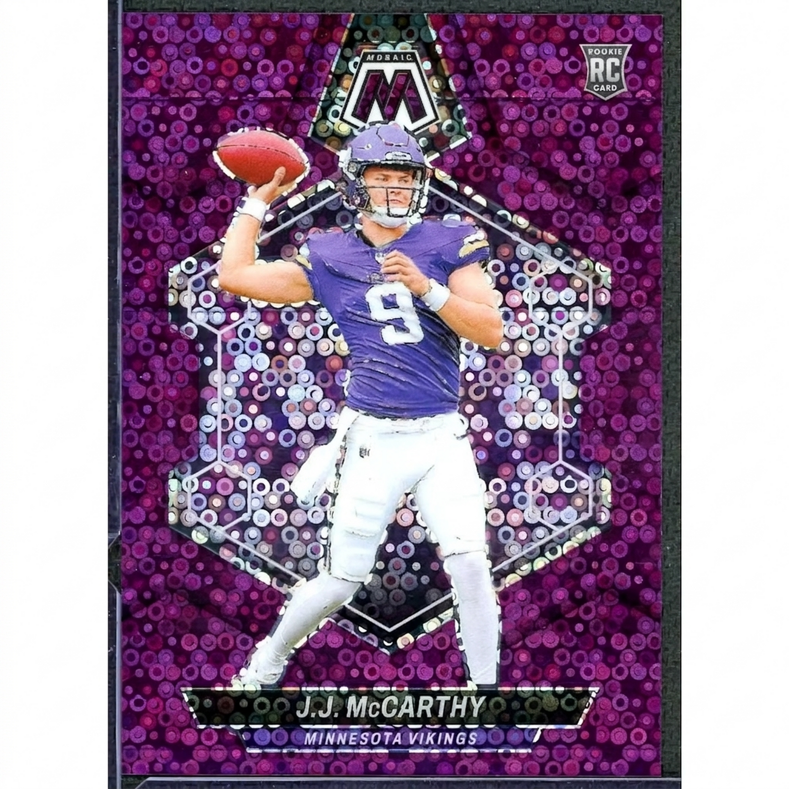 JJ McCarthy 2024 Panini Mosaic Purple Disco Rookie Card | #310/50