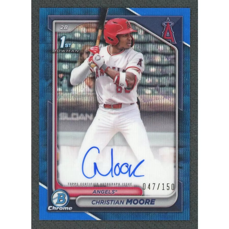 Christian Moore Signed 2024 Bowman Chrome Card | Blue Wave Auto/150