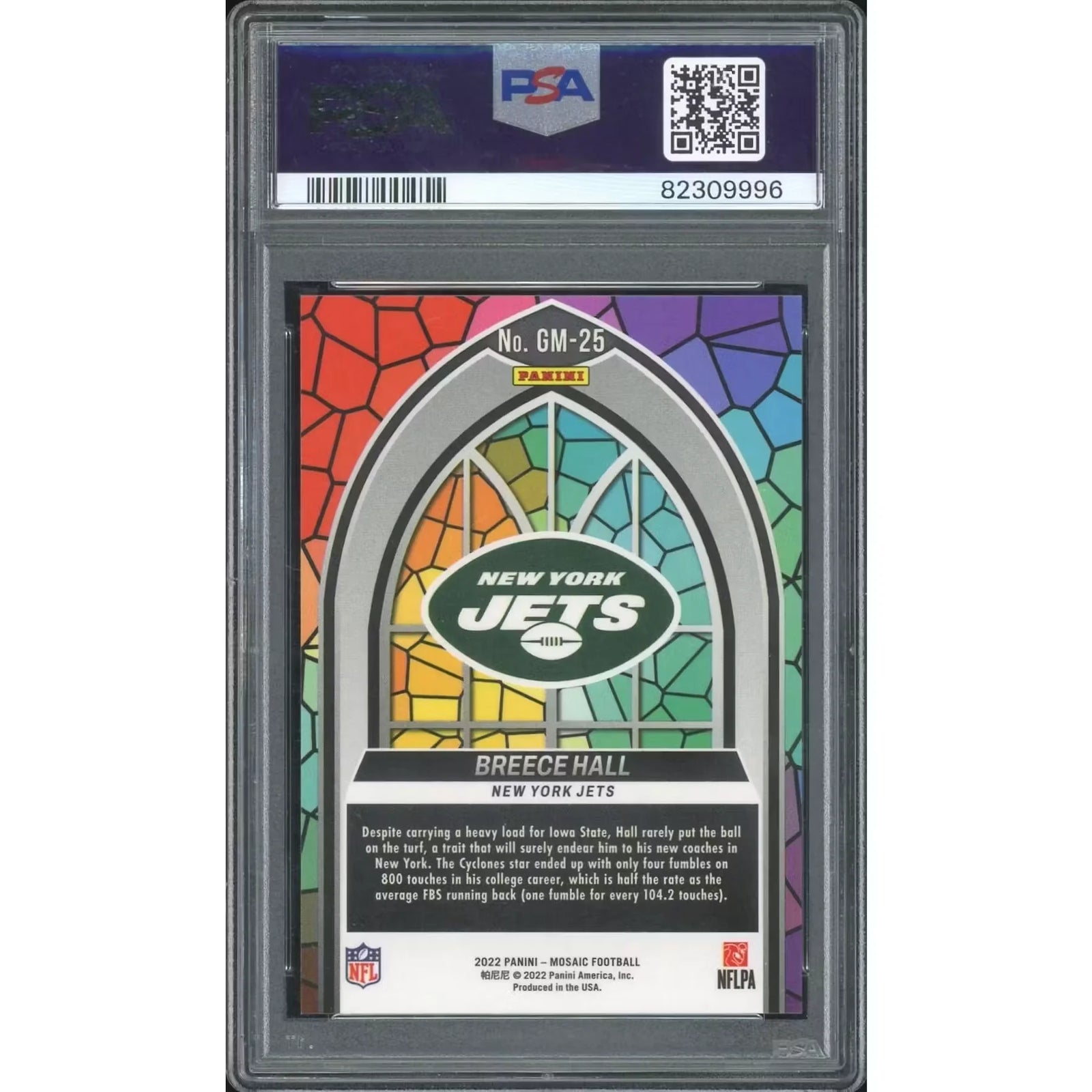 Breece Hall 2022 Panini Mosaic Glass Mosaic Card | PSA 10