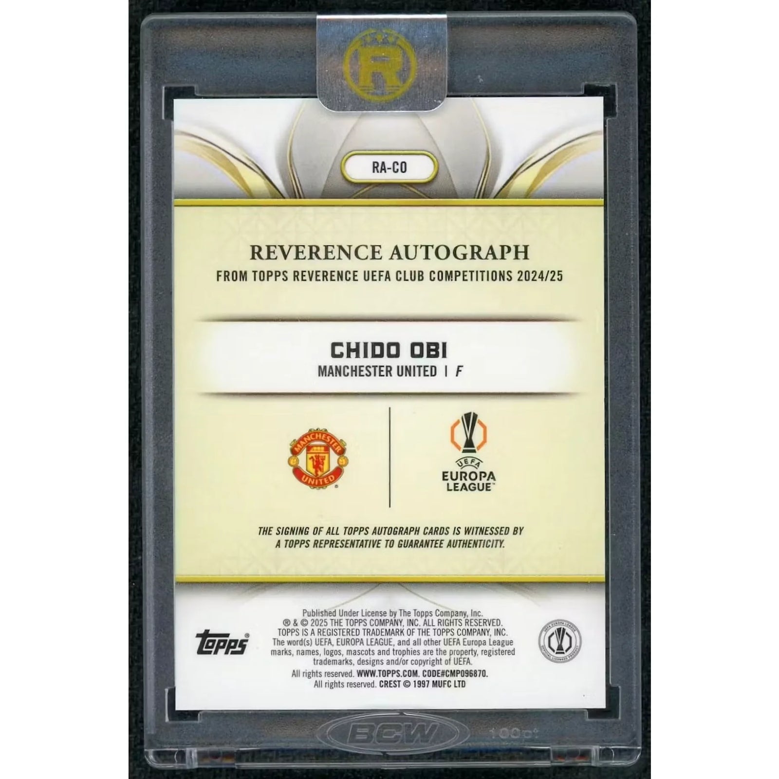 Chido Obi Signed 2024-25 Topps Reverence Rookie Card |/25
