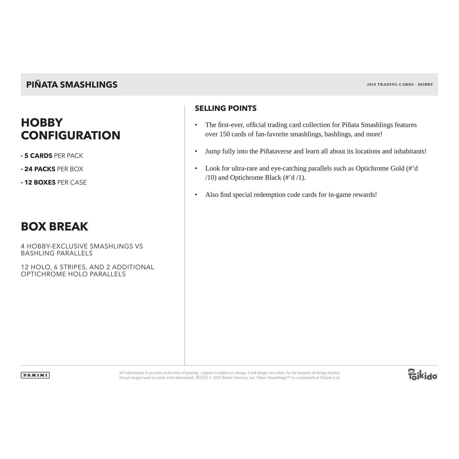 DRAFT - 2025 Panini Pinata Smashlings Series 1 Hobby 12-Box Case | dacardworld:BV960KOS61