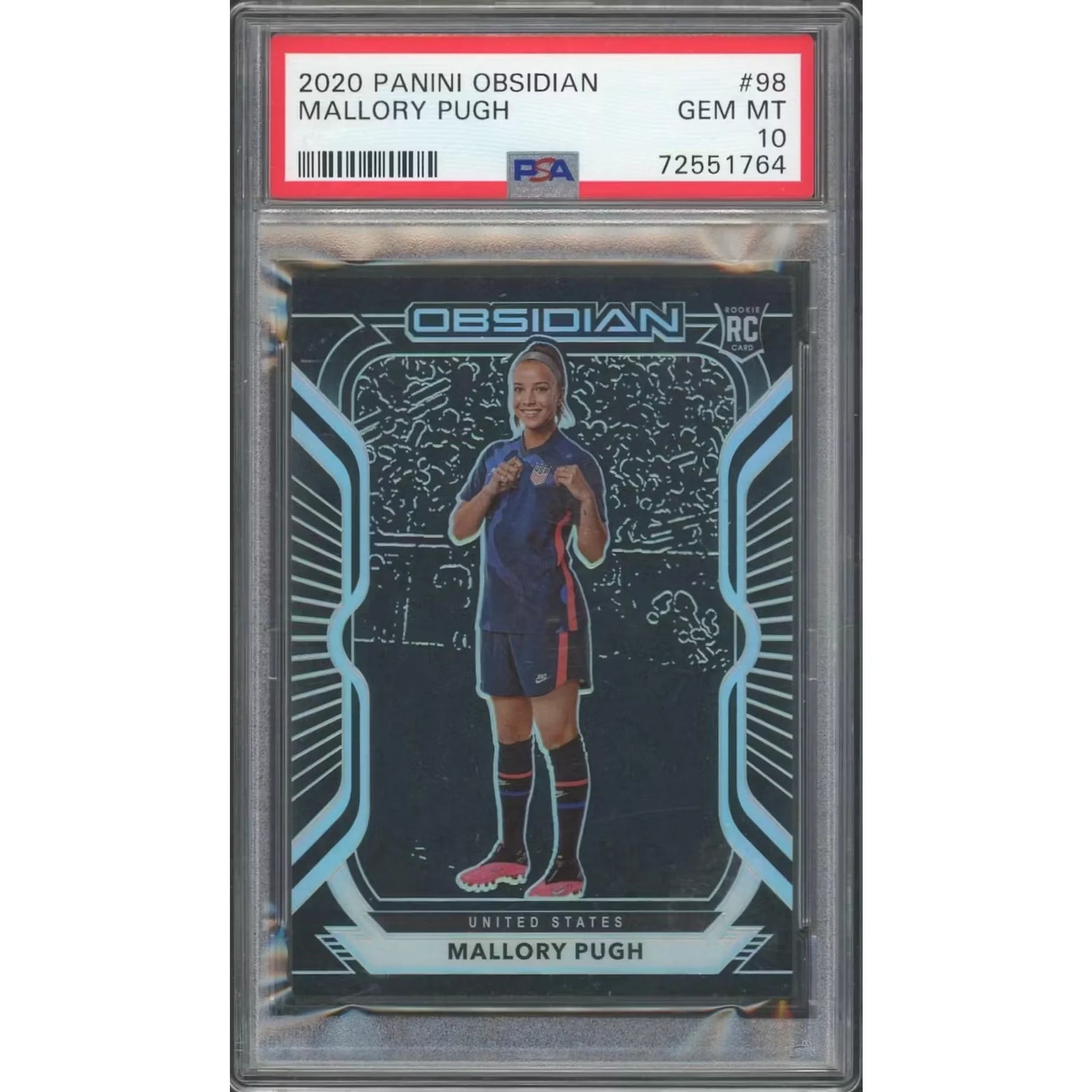 Mallory Pugh 2020 Panini Obsidian Rookie Card #98 | PSA 10
