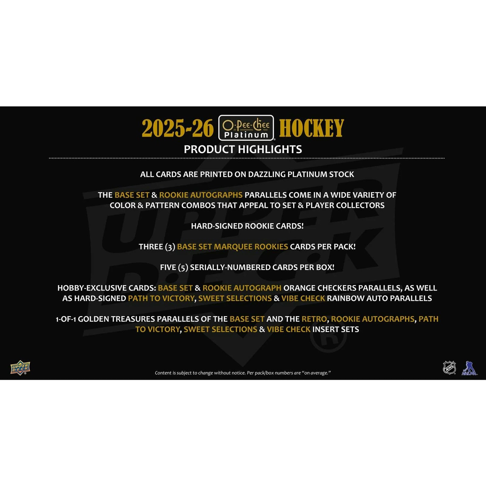 DRAFT - New 2025/26 Upper Deck O-Pee-Chee Platinum Hockey Hobby 8-Box Case