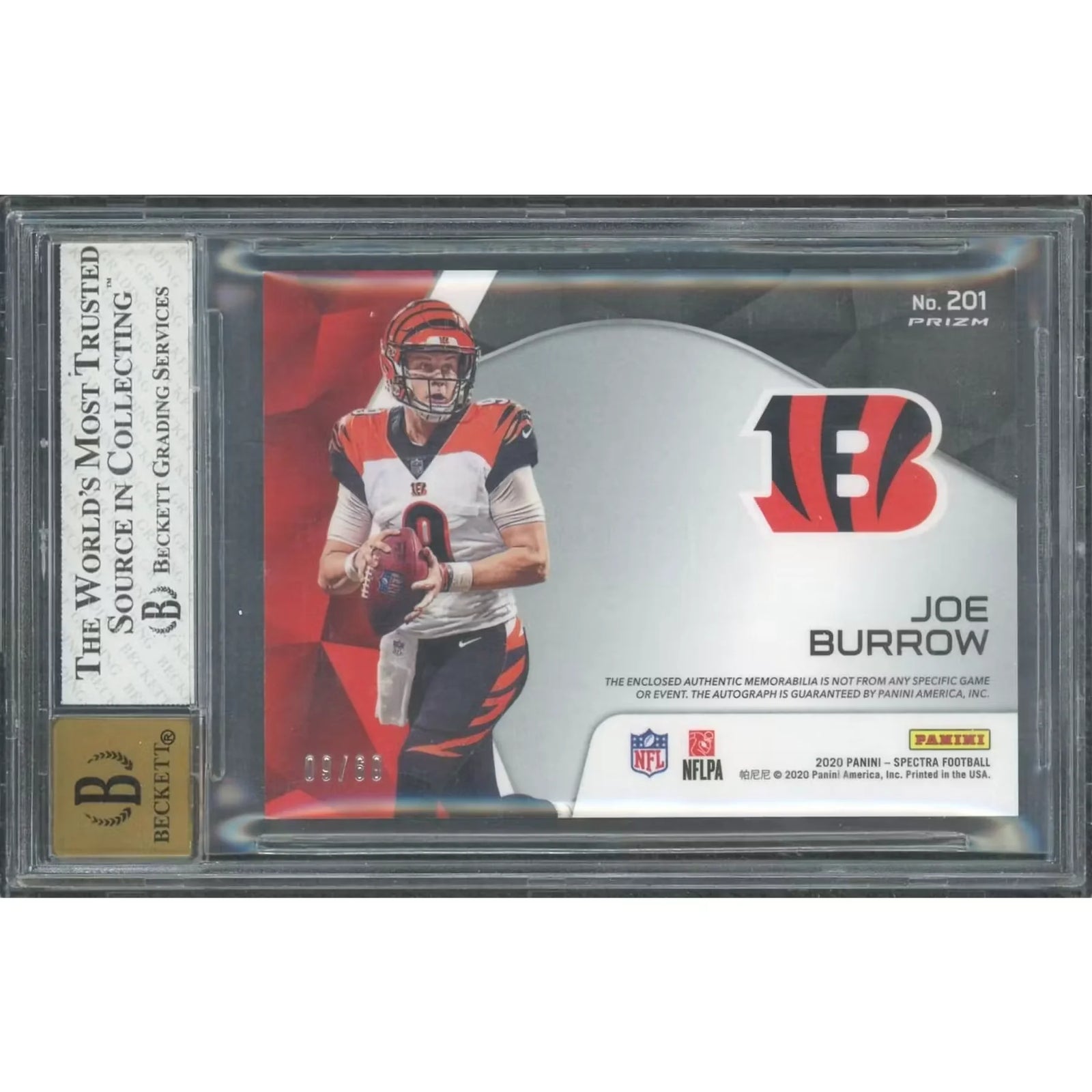 Joe Burrow 2020 Panini Prizm Rookie Blue Disco Jersey Patch Auto | 9/60