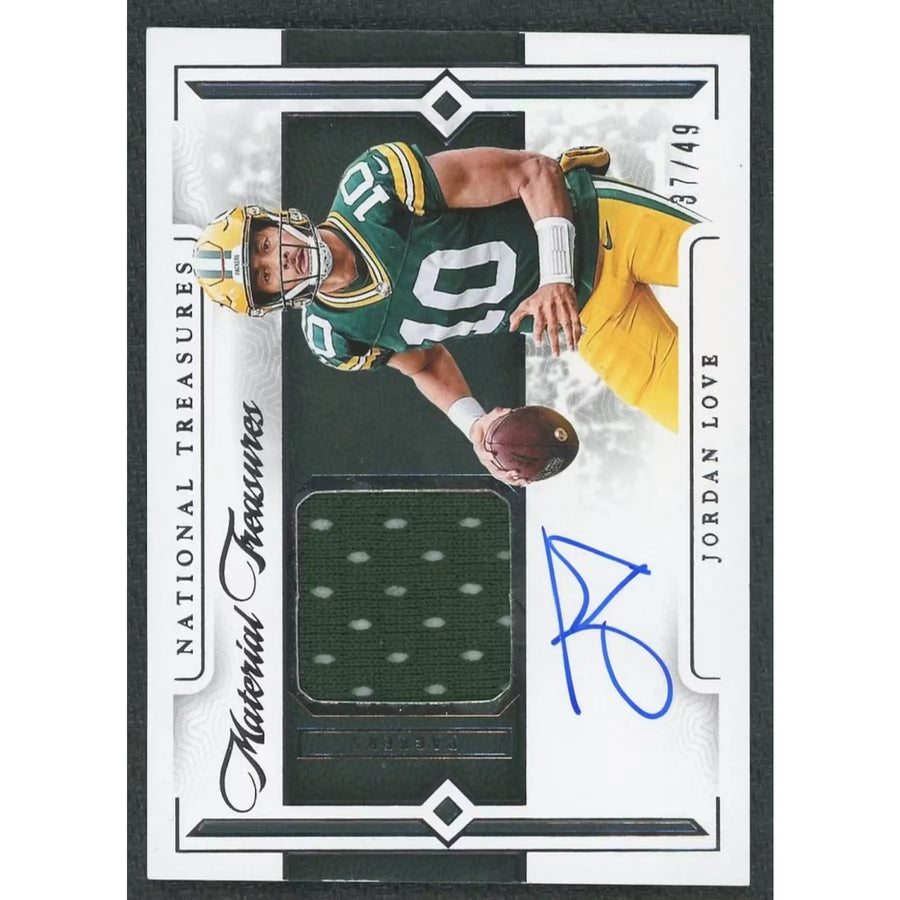 Jordan Love Signed 2023 National Treasures Card | Material Auto/49