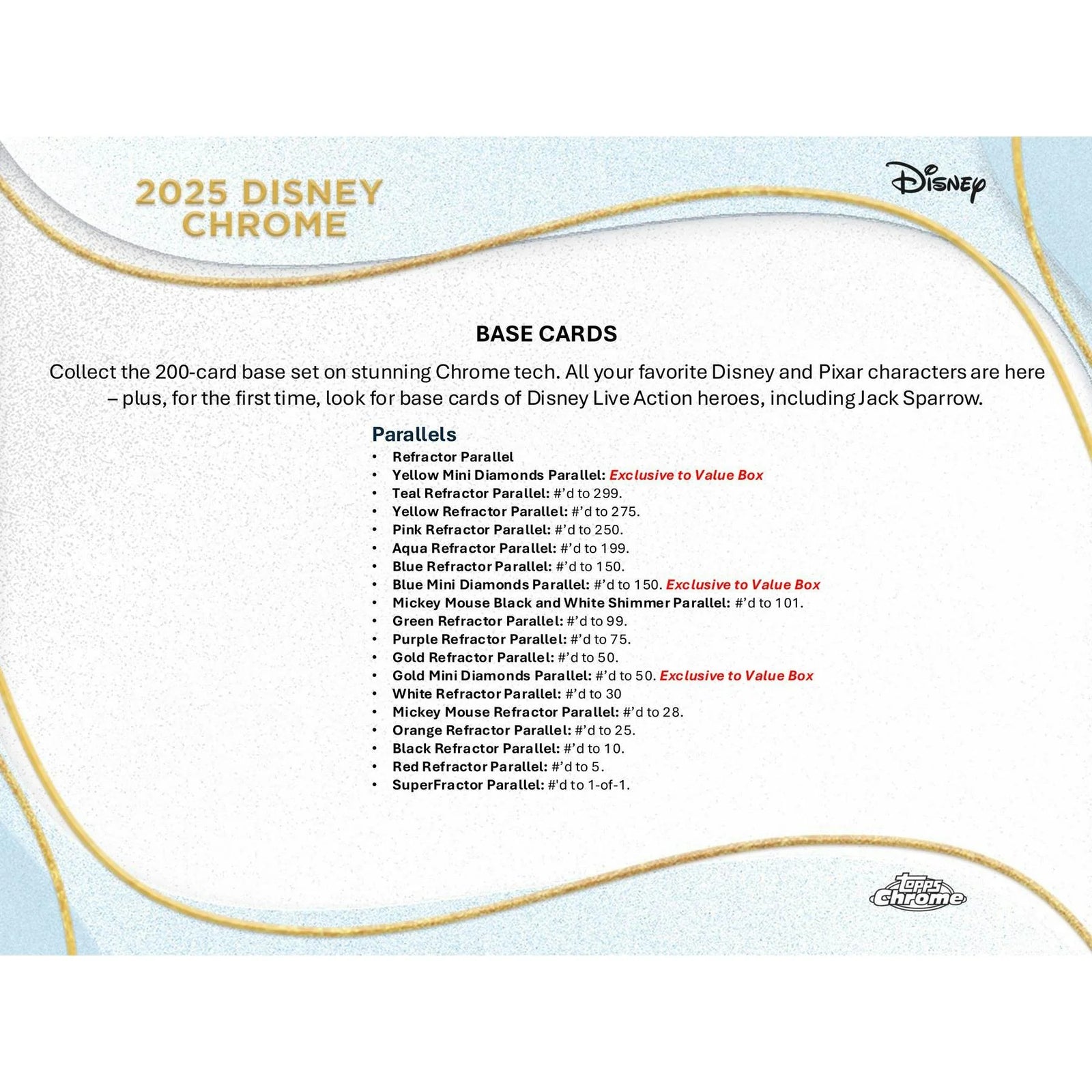 DRAFT - 2025 Topps Disney Chrome Blaster 40-Box Case | SKU BV9H0THQ9Q