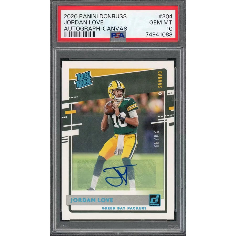 Jordan Love Signed 2020 Panini Donruss Canvas Autograph | PSA 10