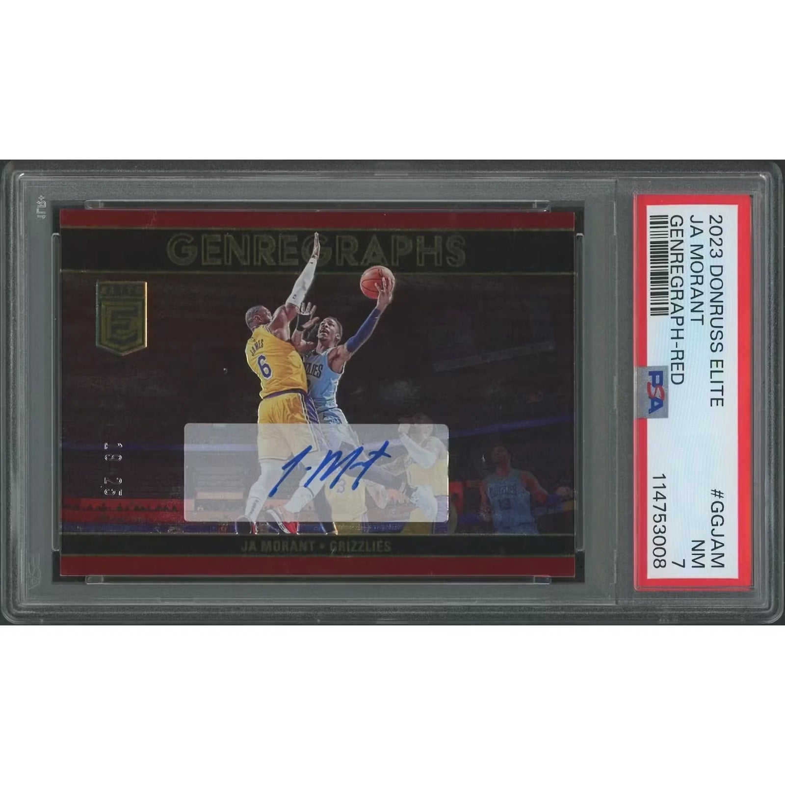 Ja Morant Signed 2023-24 Panini Elite Red Genregraphs Card | PSA 7 NM #19/25