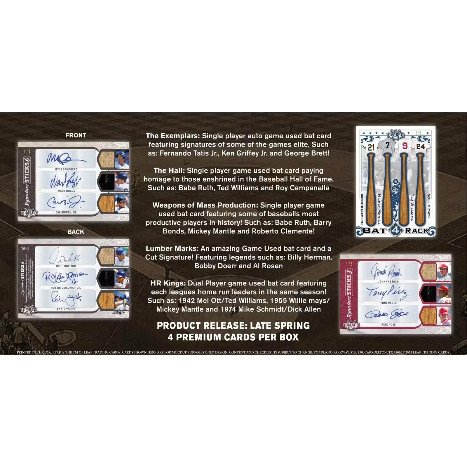 2022 Leaf Lumber Baseball Hobby 10 Box Case