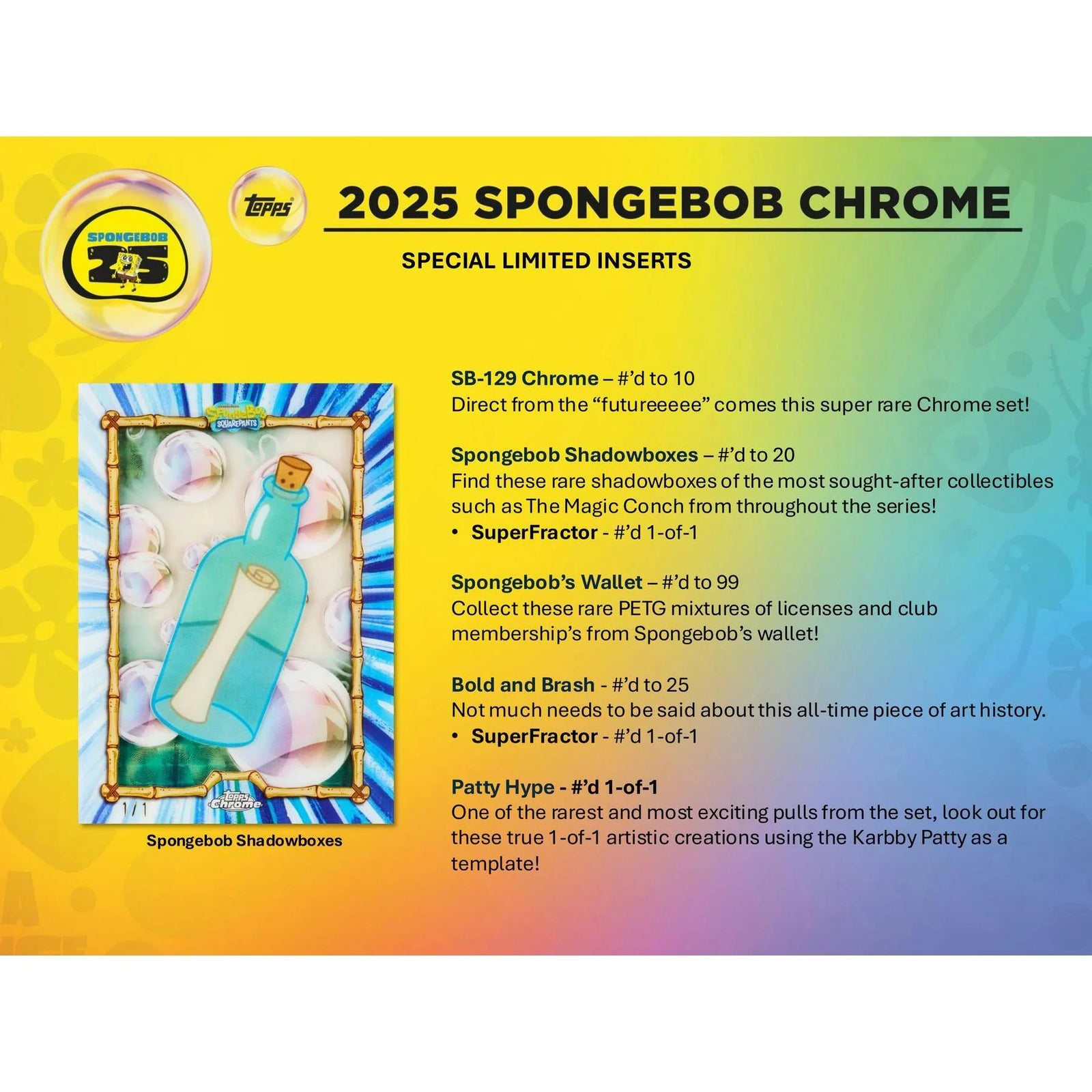 DRAFT - 2025 Topps SpongeBob Chrome 25th Anniversary Hobby 12-Box Case