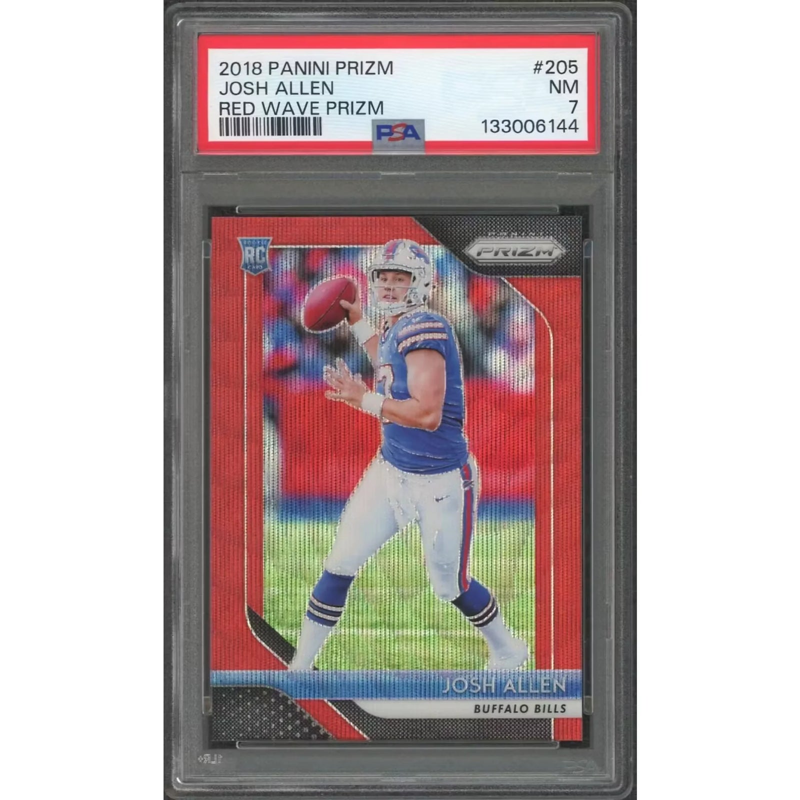 Josh Allen 2018 Panini Prizm Red Wave Rookie Card | PSA 7