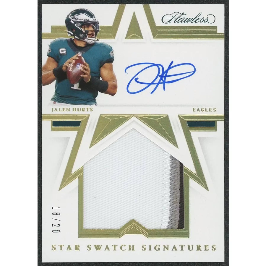 Jalen Hurts Signed 2021 Panini Flawless Star Swatch Card |/20