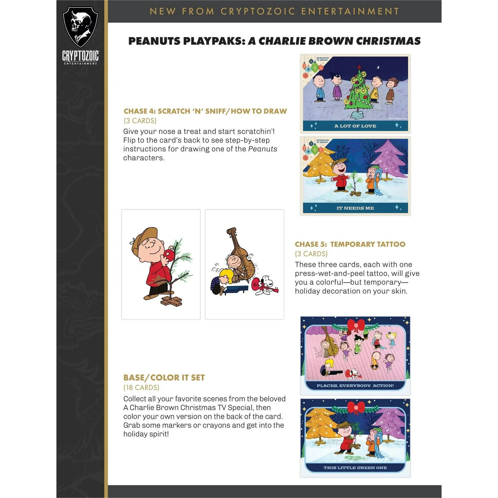 DRAFT - 2025 Cryptozoic Peanuts Playpaks A Charlie Brown Christmas Gravity Feed 12-Box Case