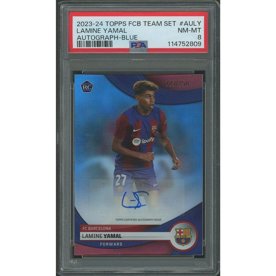 Lamine Yamal Signed 2023-24 Topps FC Barcelona Rookie #223 Card | PSA 8