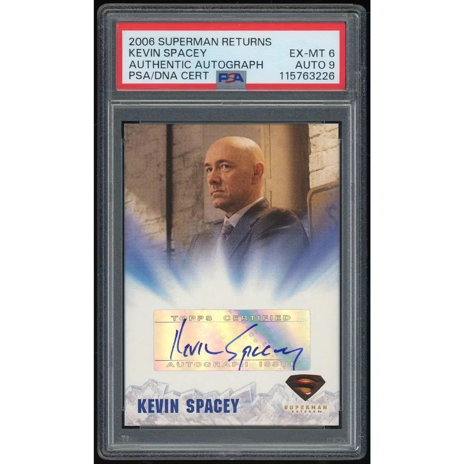 Kevin Spacey Signed 2006 Topps Superman Returns Card | PSA 6 Auto 9
